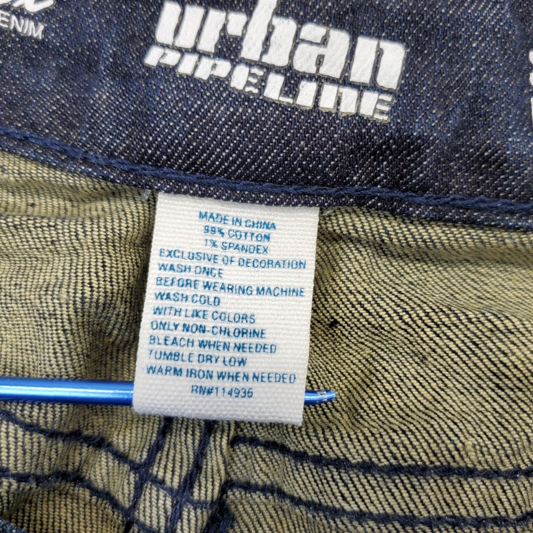 Vintage Urban Pipeline Jeans Men 34/34 Blue Denim Relaxed Stretch Dark Wash Straight Leg - Mens Size 34 Jeans Blue Denim Relaxed Stretch Straight Leg Size US 34 / EU 50 - 5 Thumbnail