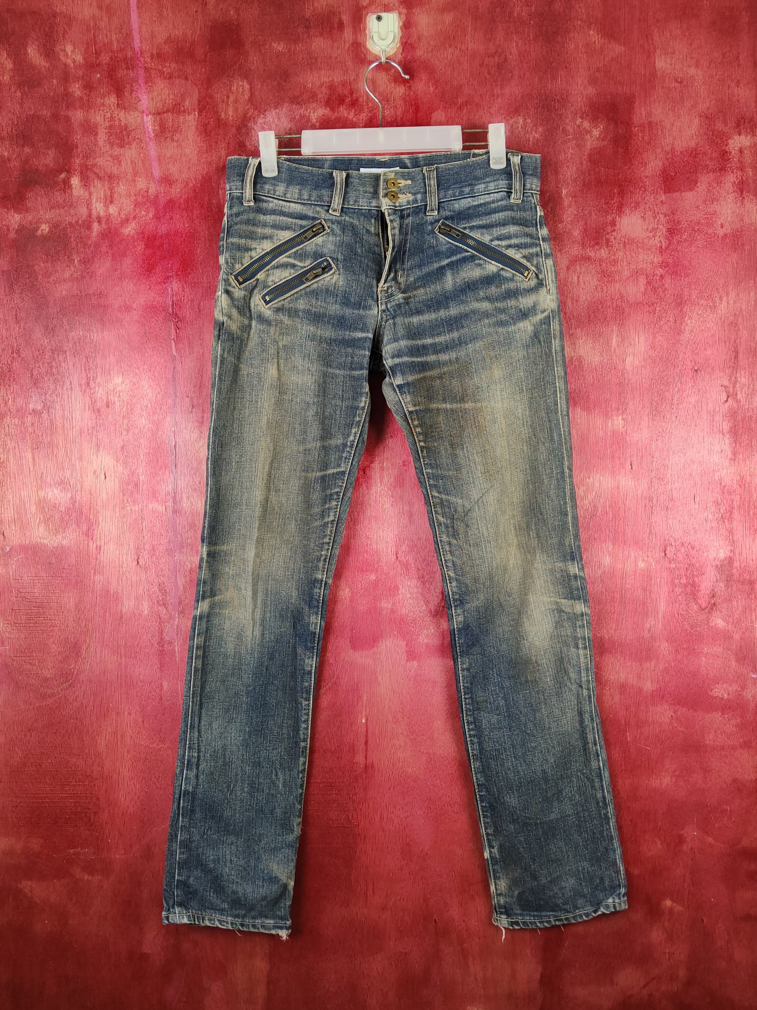 Japanese Brand Open Arms Dark Blue Faded Distressed Ripped Jeans #S2219 Size 30" / US 8 / IT 44 - 1 Thumbnail