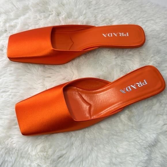 Prada New Authentic Prada Women's Satin Square-Toe Ballerina Mul Size US 9 / IT 39 - 9 Thumbnail