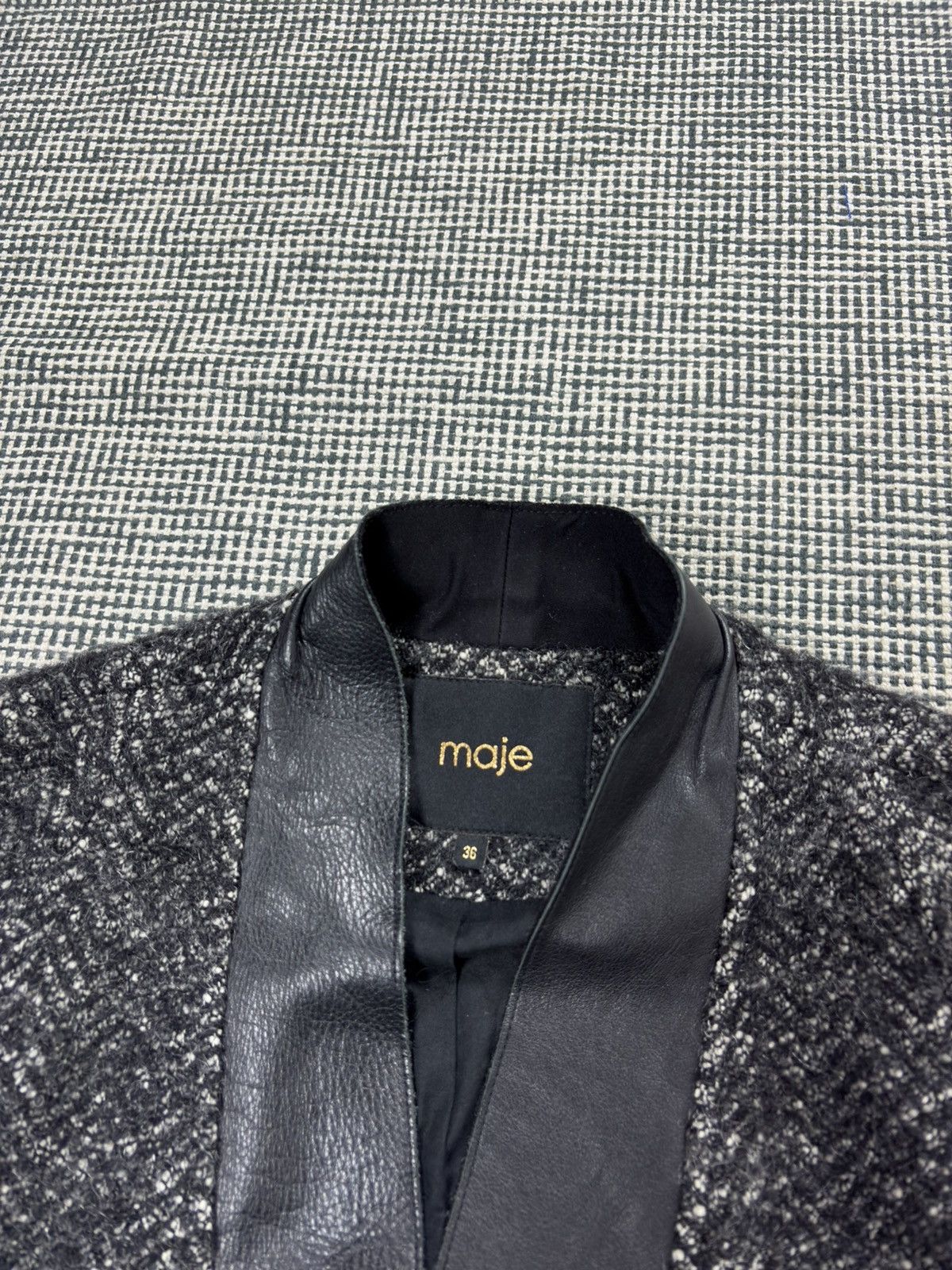 Maje Maje dick wool mohair leather long bomber jacket oversized Size XS / US 0-2 / IT 36-38 - 3 Thumbnail