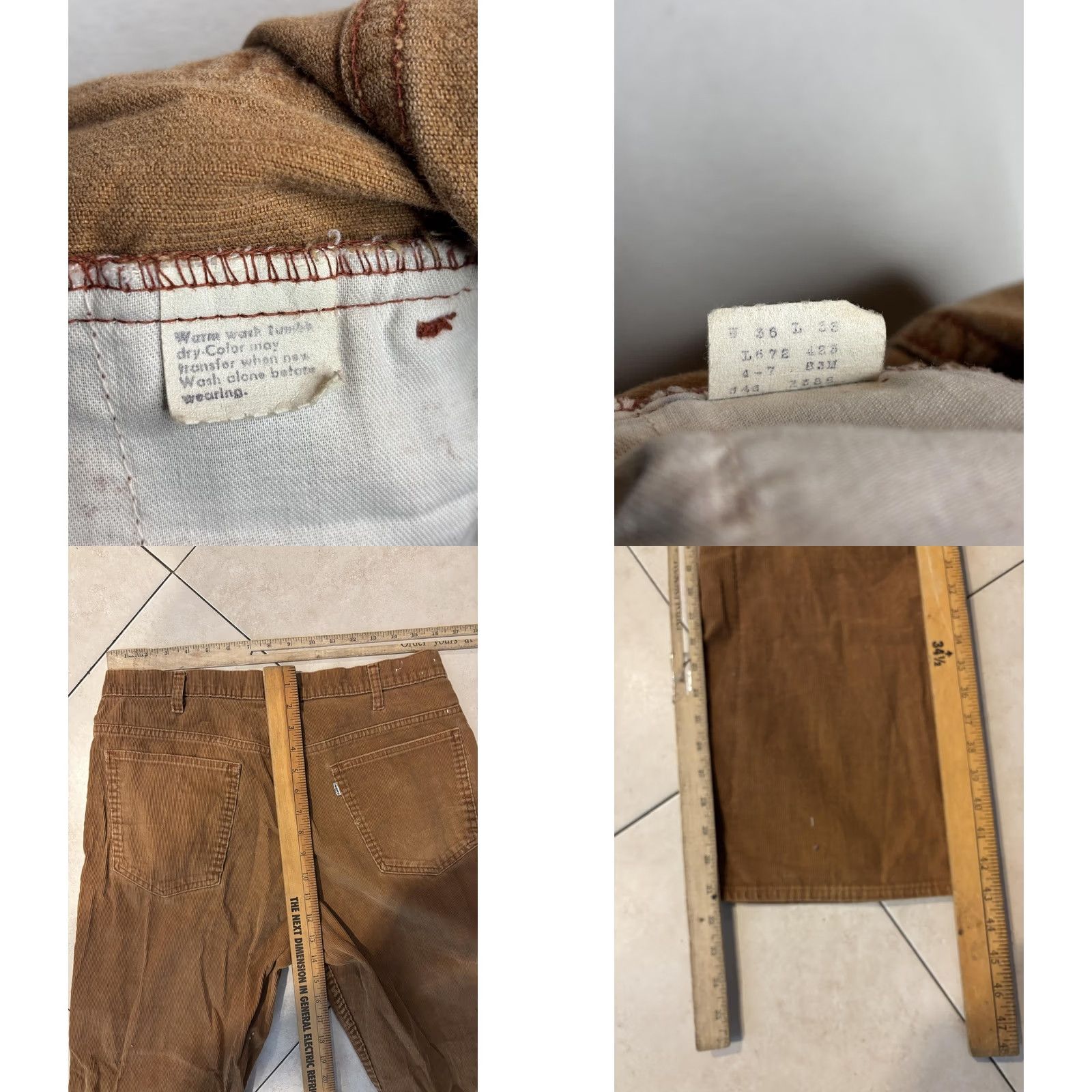 Levi's VINTAGE Levis Pants Mens 36x33 Brown Corduroy Chino Straight Leg 5 Pocket 80's Size US 36 / EU 52 - 8 Thumbnail