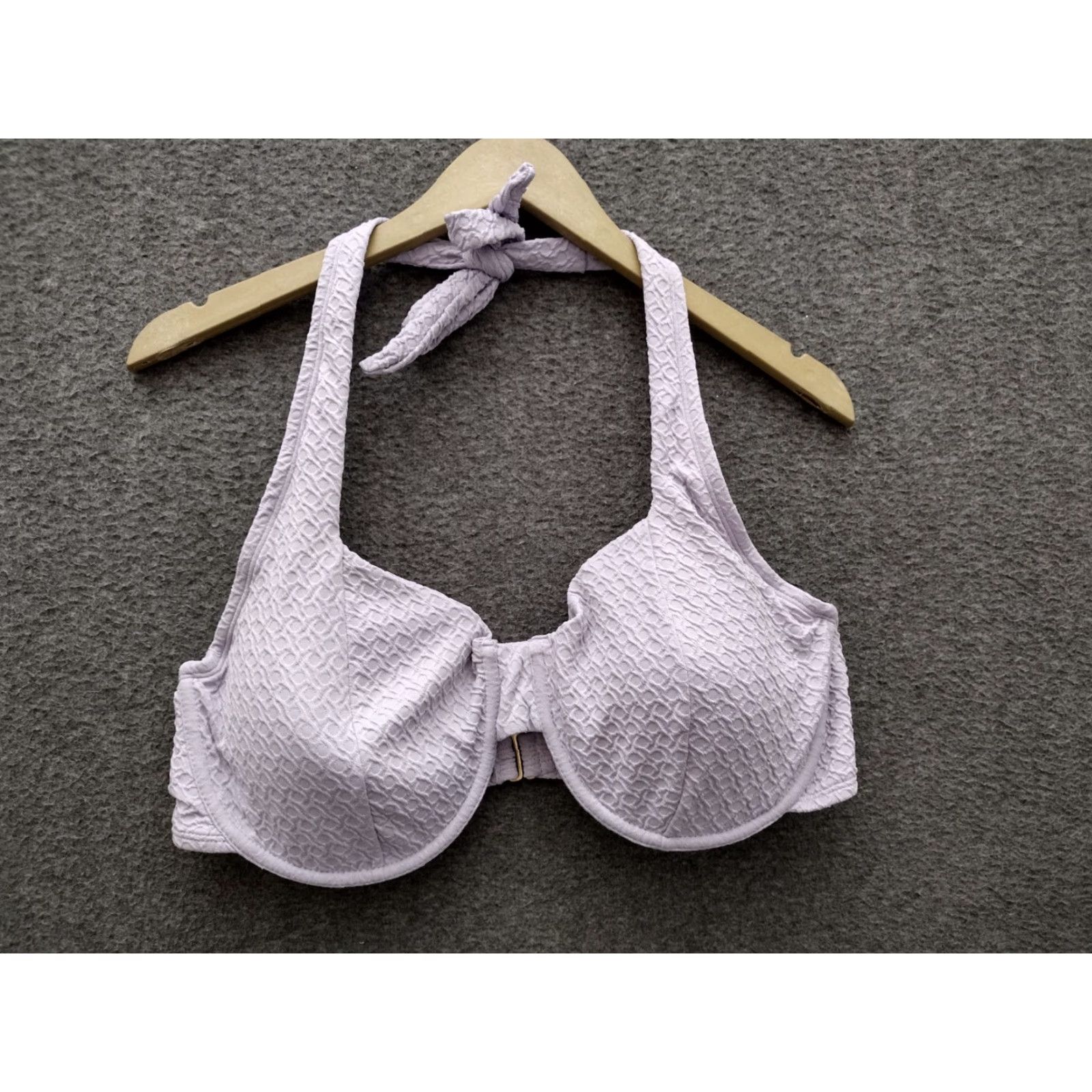 Vintage Time and Tru Textured Underwire Halter Swimsuit Top 1X Purple Womens Size 16W-18W Adjustable Strap Size XL / US 12-14 / IT 48-50 - 2 Thumbnail