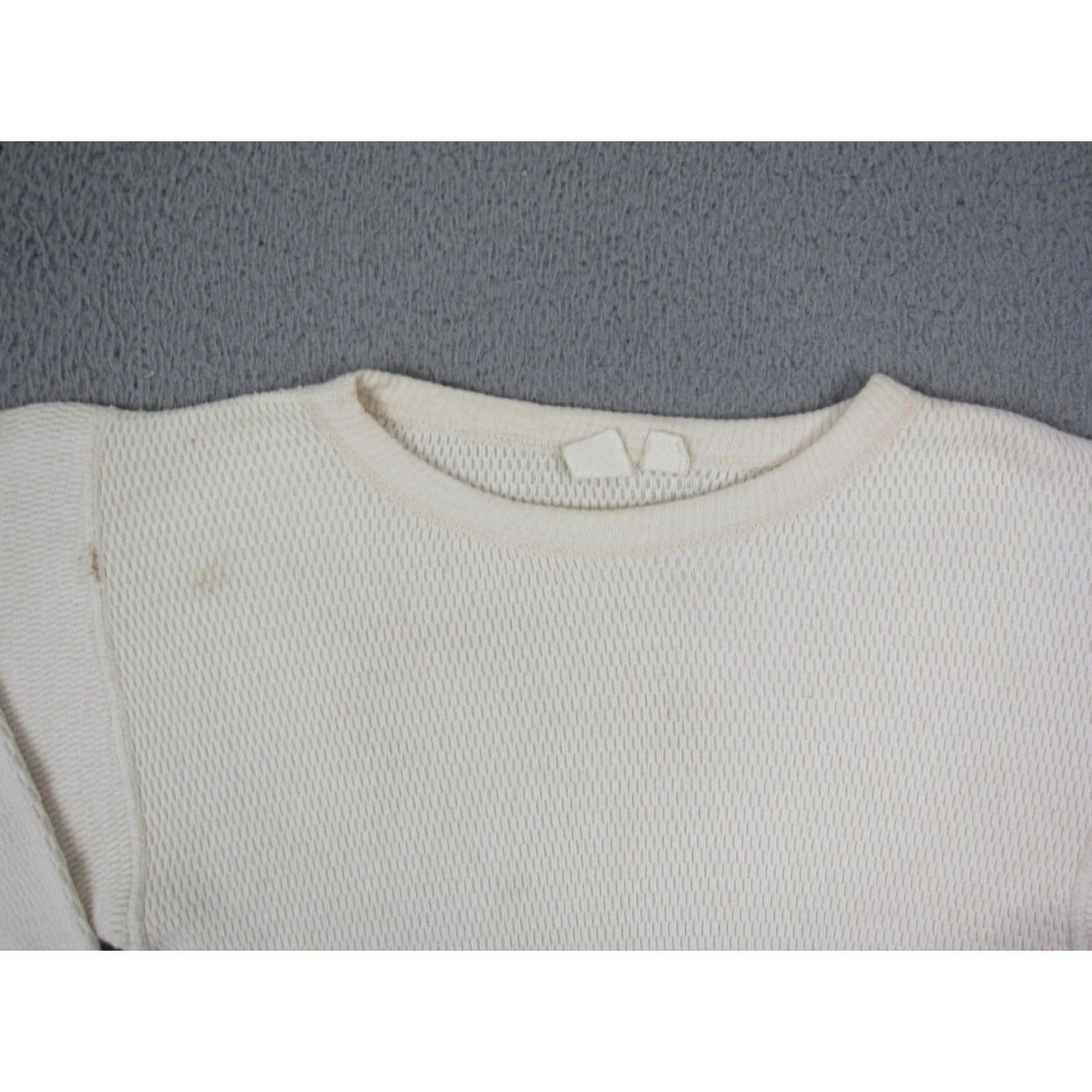JCPenney VINTAGE JCPenney Shirt Mens LT Thermal Waffle Knit Ivory 60s 70s 80s 90s Crew Neck Long Sleeve Classic Big & Tall Mens Size US L / EU 52-54 / 3 - 2 Thumbnail