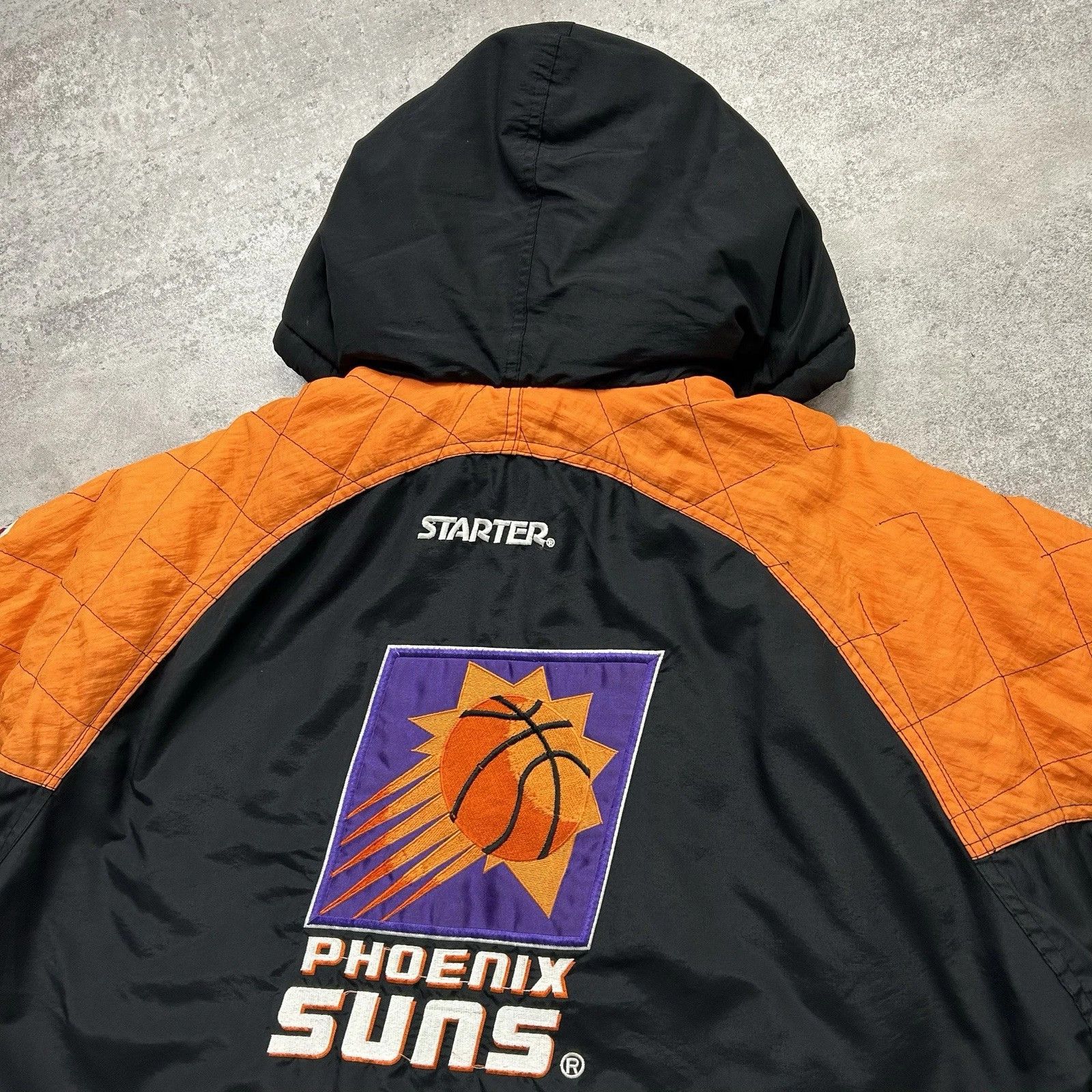 NBA × Starter × Vintage VTG 90s NBA PHOENIX SUNS STARTER PUFFER JACKET HOODIE SIZE L Size US L / EU 52-54 / 3 - 3 Thumbnail