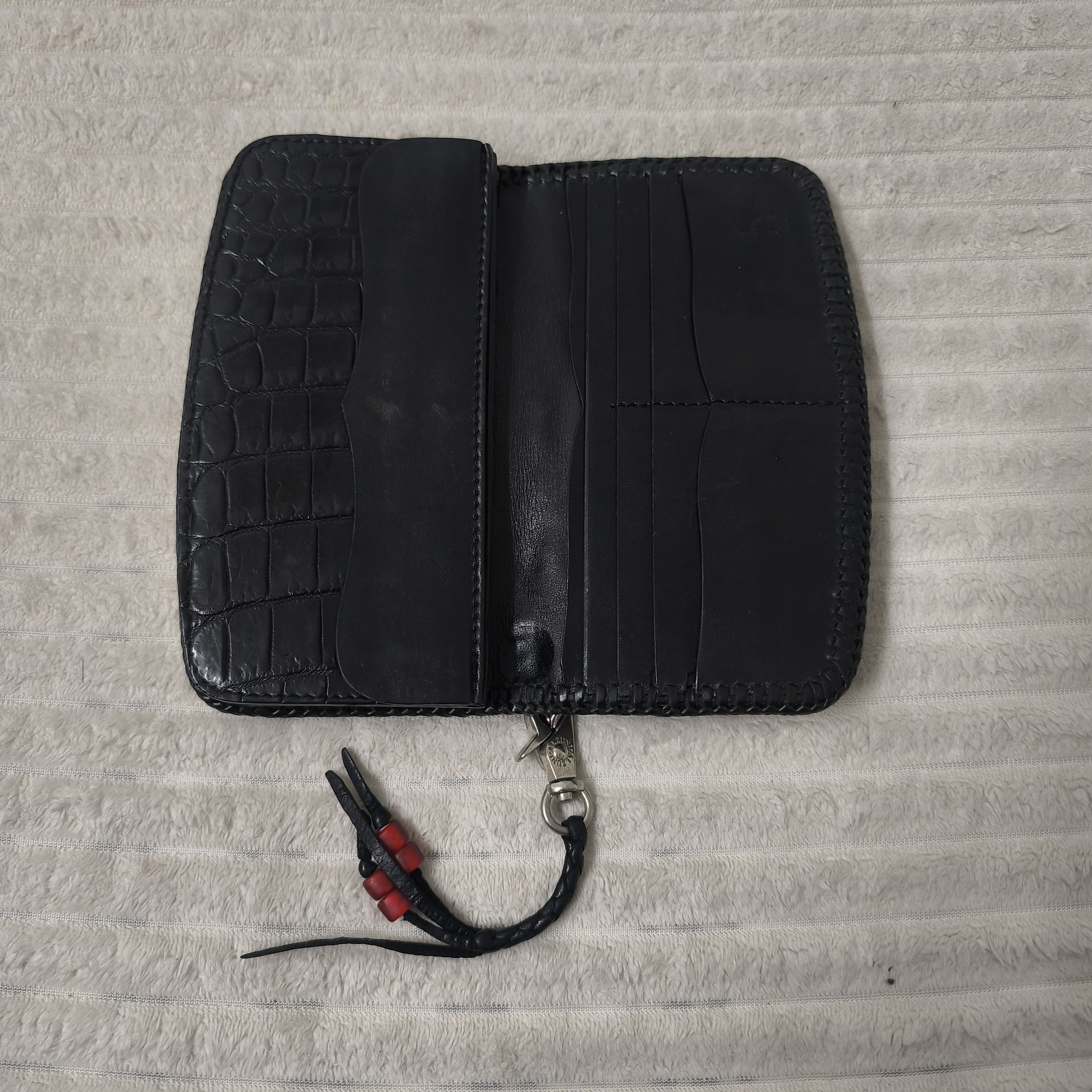 Japanese Brand Alzuni Crocodile Leather Long Wallet Silver Hardware Biker Size ONE SIZE - 7 Thumbnail