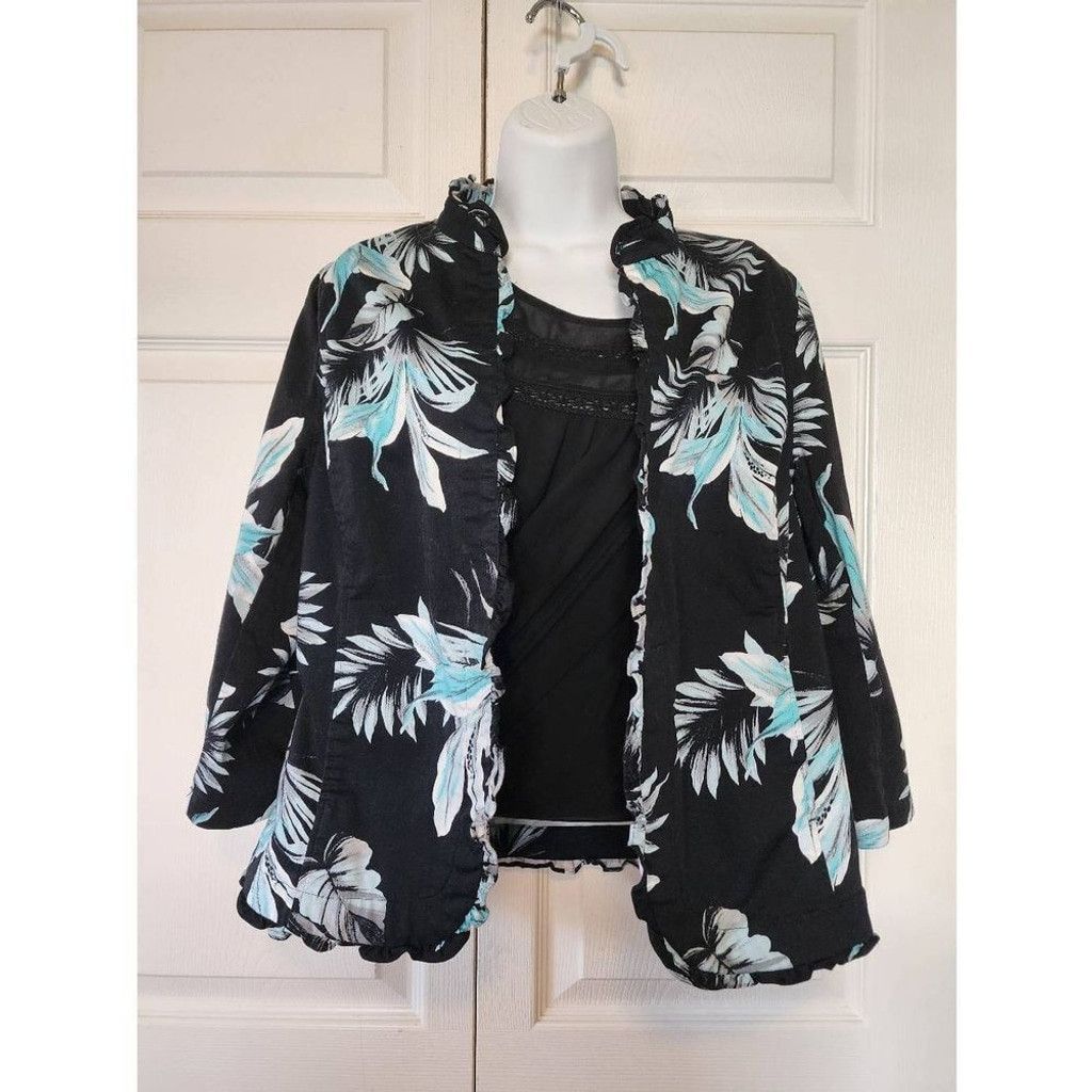 Chicos Chico's Floral Blazer Size L / US 10 / IT 46 - 2 Thumbnail