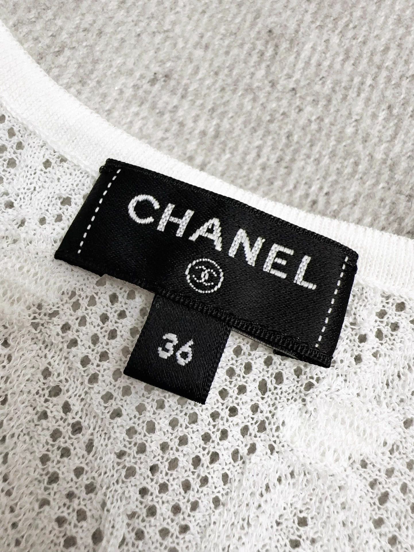 Chanel Chanel 24S Black White Openwork Knit Tie Cami 36 Size XS / US 0-2 / IT 36-38 - 5 Thumbnail