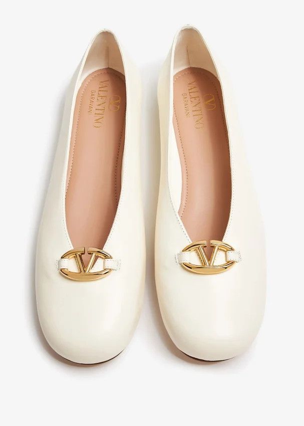 Valentino o1s22i1n0924 Vlogo Ballet Flats in White Size US 8 / IT 38 - 4 Thumbnail