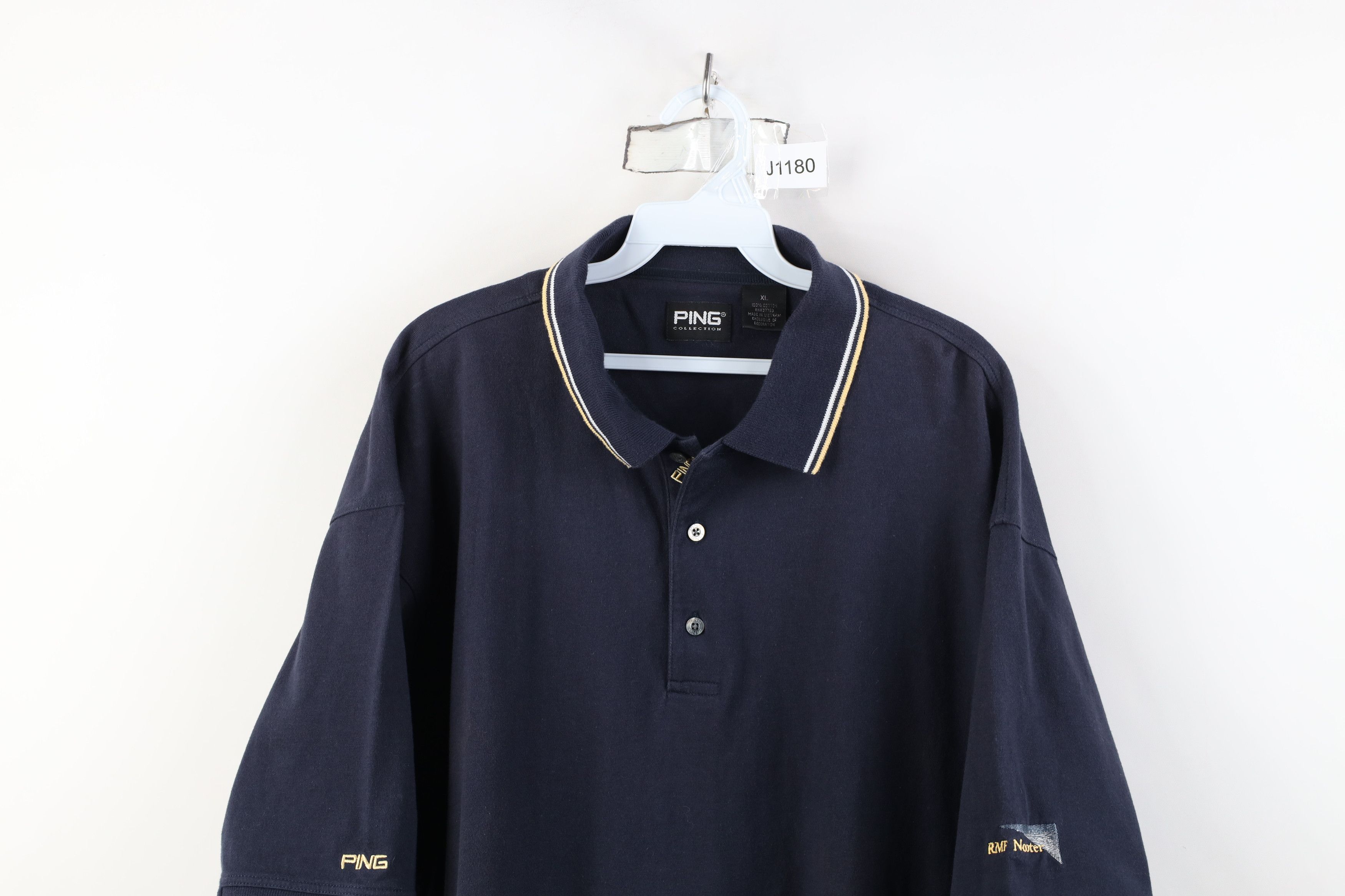PING Vintage 90s Ping Golf Collared Golfing Polo Shirt Navy Blue Size US XL / EU 56 / 4 - 2 Thumbnail