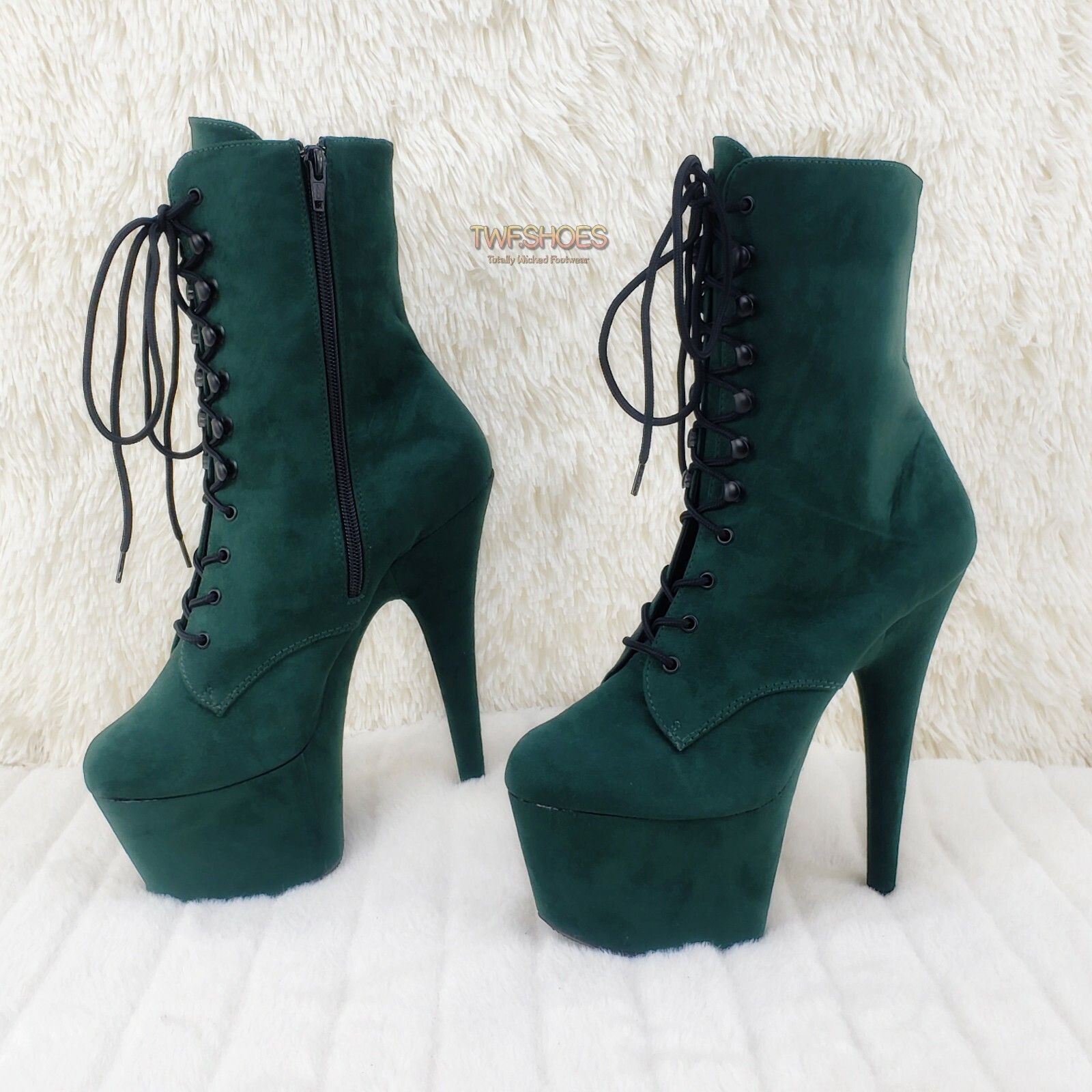 Other Adore 1020FS Emerald Green V-Suede Platform 7" Heel Ankle Bo Size US 12 / IT 42 - 8 Thumbnail
