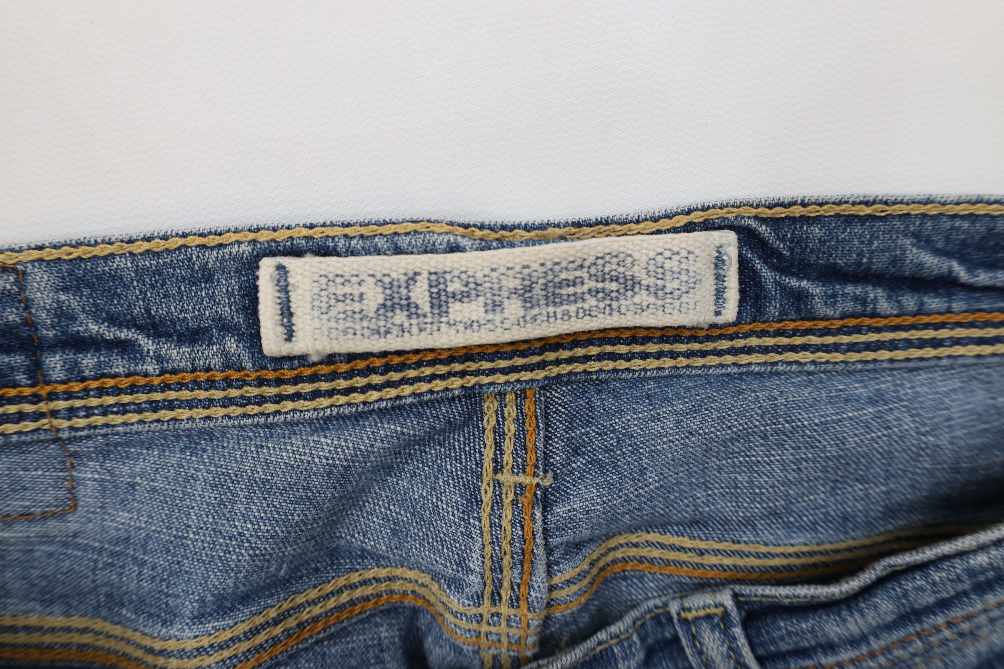 Express Vintage Y2K Express Flared Wide Leg Denim Jeans Stretch Size 30" / US 8 / IT 44 - 9 Thumbnail
