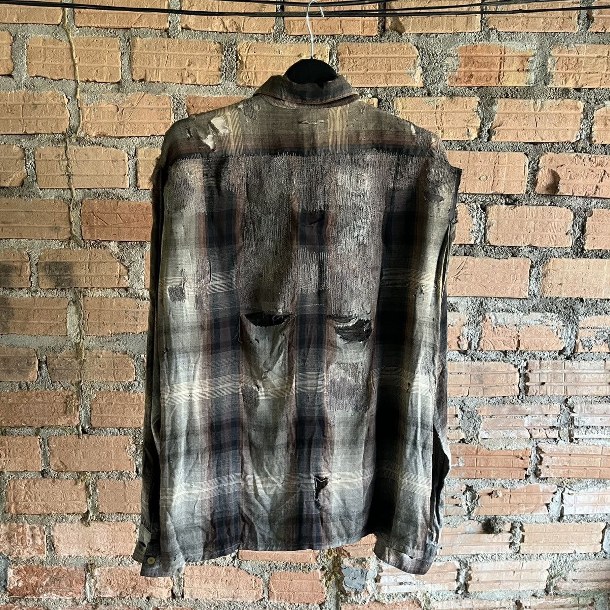 Vintage Thrashed 1950s - 1960s Arrow shadow stripe rayon shirt☠️ Size US L / EU 52-54 / 3 - 2 Thumbnail