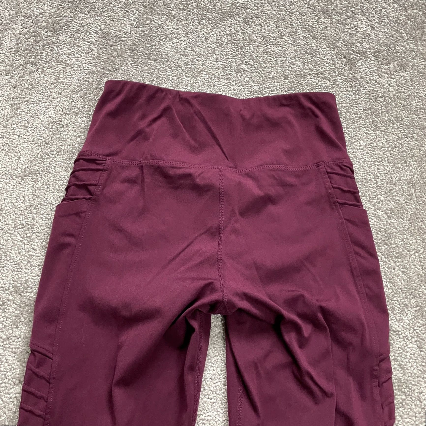 Vintage Member's Mark Leggings Womens Cropped Active M Maroon 26x24 Yoga Athletic Size 32" / US 10 / IT 46 - 3 Thumbnail