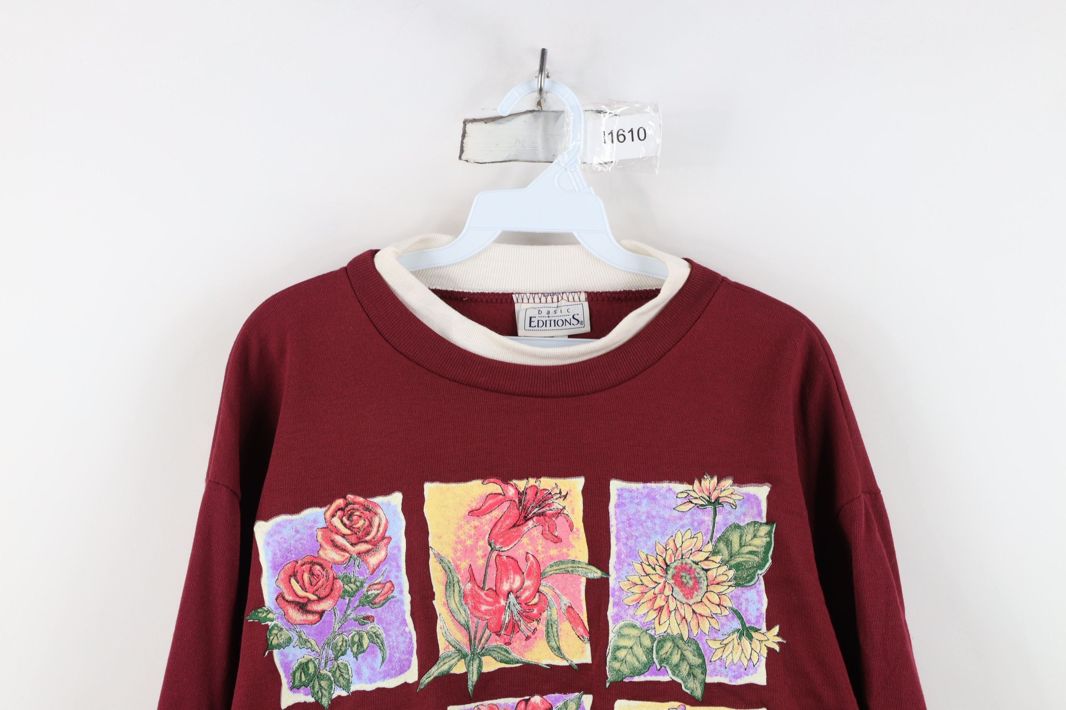 Vintage Vintage 90s Streetwear Floral Flower Layered Sweatshirt USA Size XL / US 12-14 / IT 48-50 - 2 Thumbnail