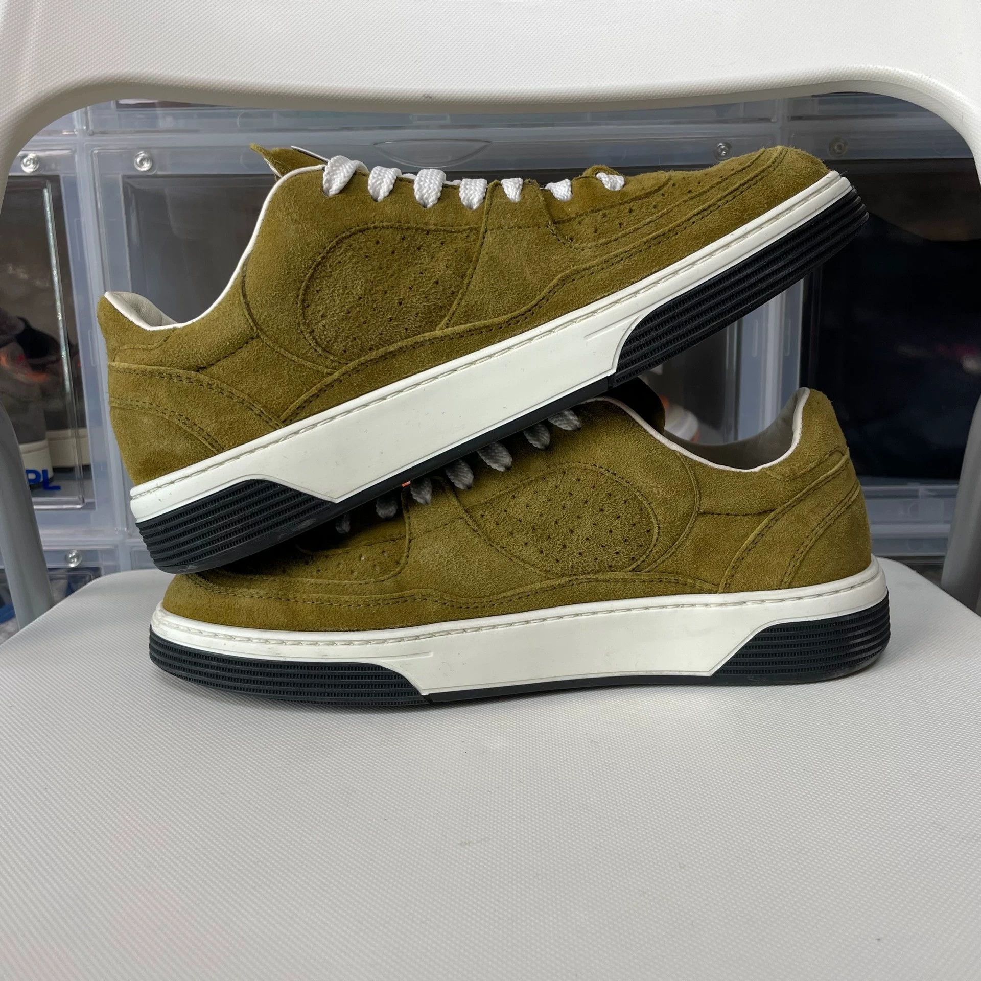 Chanel CHANEL Women's Low Top Sneaker Dark Green 38 Size US 7.5 / IT 37.5 - 6 Thumbnail
