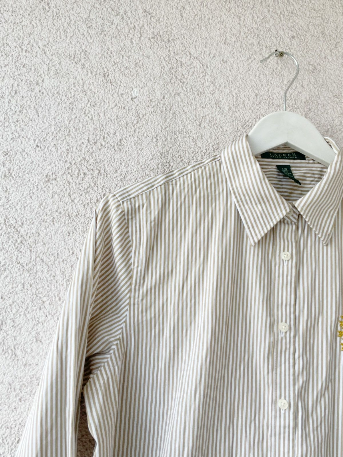Polo Ralph Lauren × Vintage Ralph Lauren Women Vintage Stripe Shirt Size L Big Logo Size L / US 10 / IT 46 - 2 Thumbnail