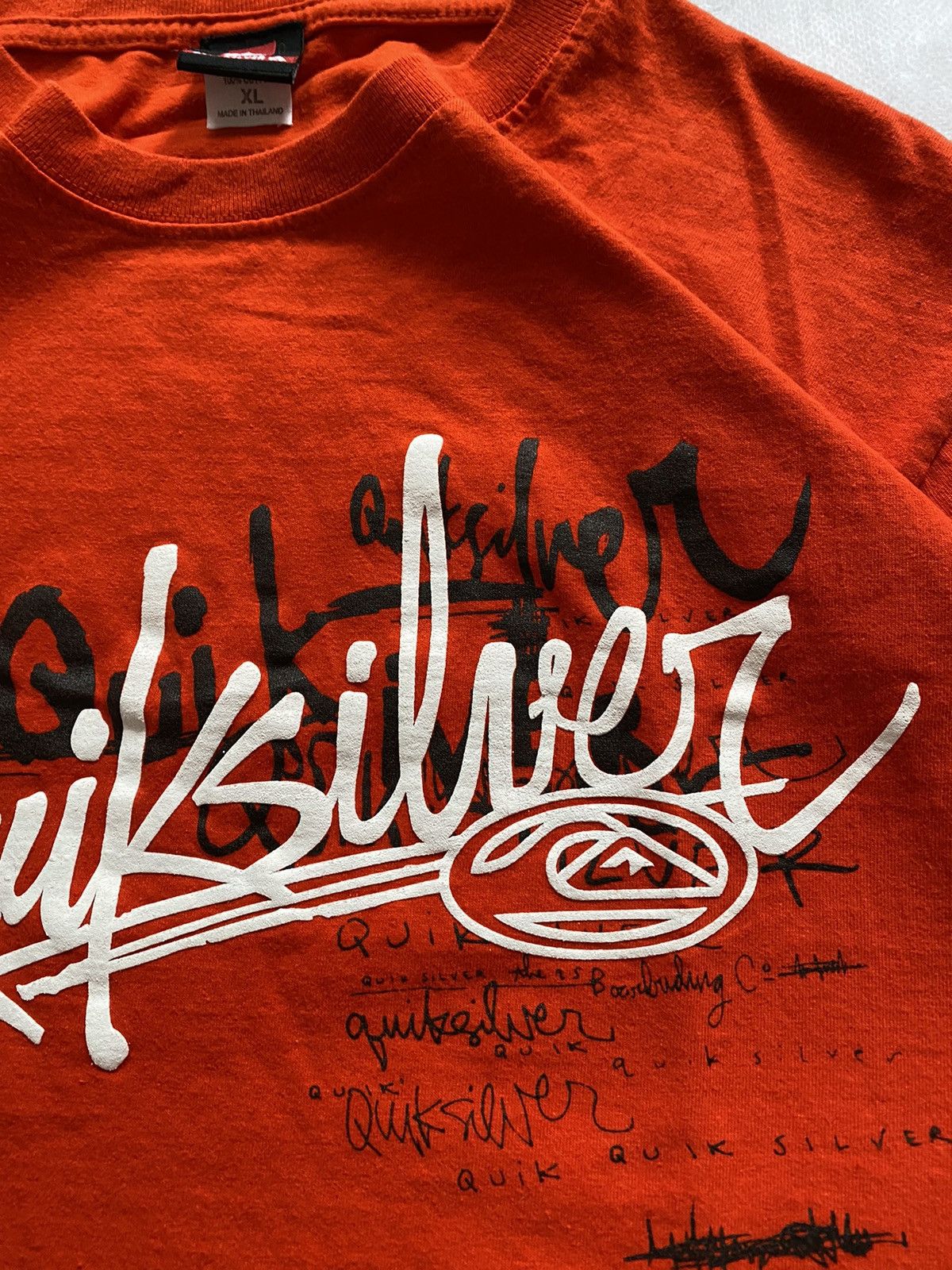 Quicksilver × Quiksilver × Vintage Rare 90s Quiksilver Big Logo Surf Style Y2K Orange T shirt Size US XL / EU 56 / 4 - 5 Thumbnail