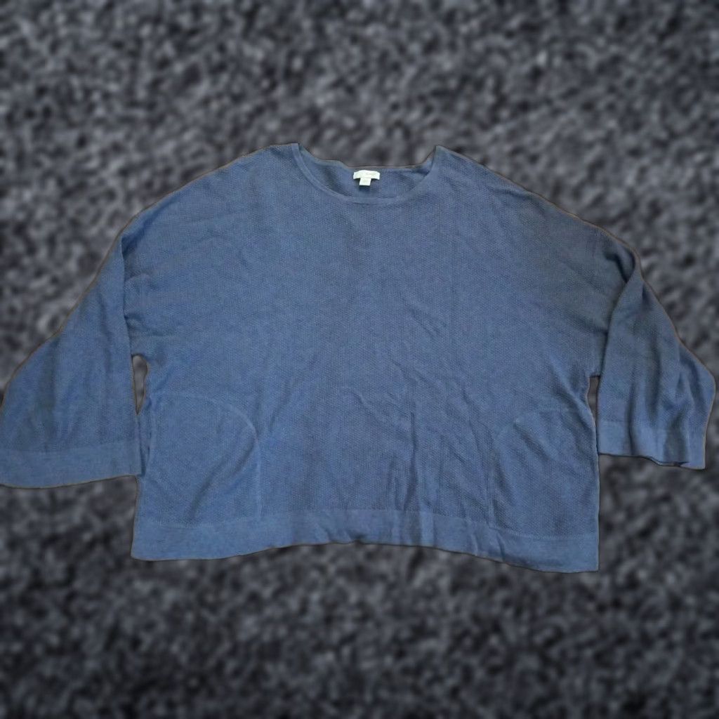 J. Jill J. Jill Tunic Top Blouse Long Sleeve Knit Cotton Blend Waffle Pockets Stretch Casual Athleisure Blue Size L Women's Size L / US 10 / IT 46 - 1 Thumbnail