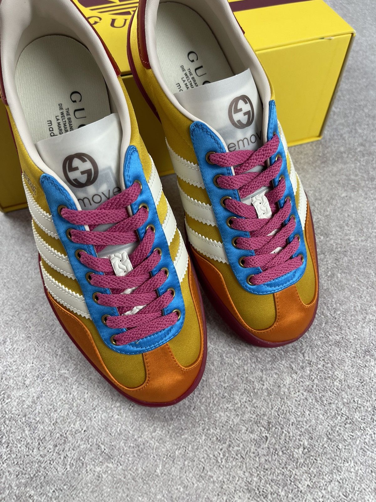 Gucci Adidas × Gucci Gazelle Yellow/White/Red Sneakers Size 37 1/3 Size US 6 / IT 36 - 4 Thumbnail