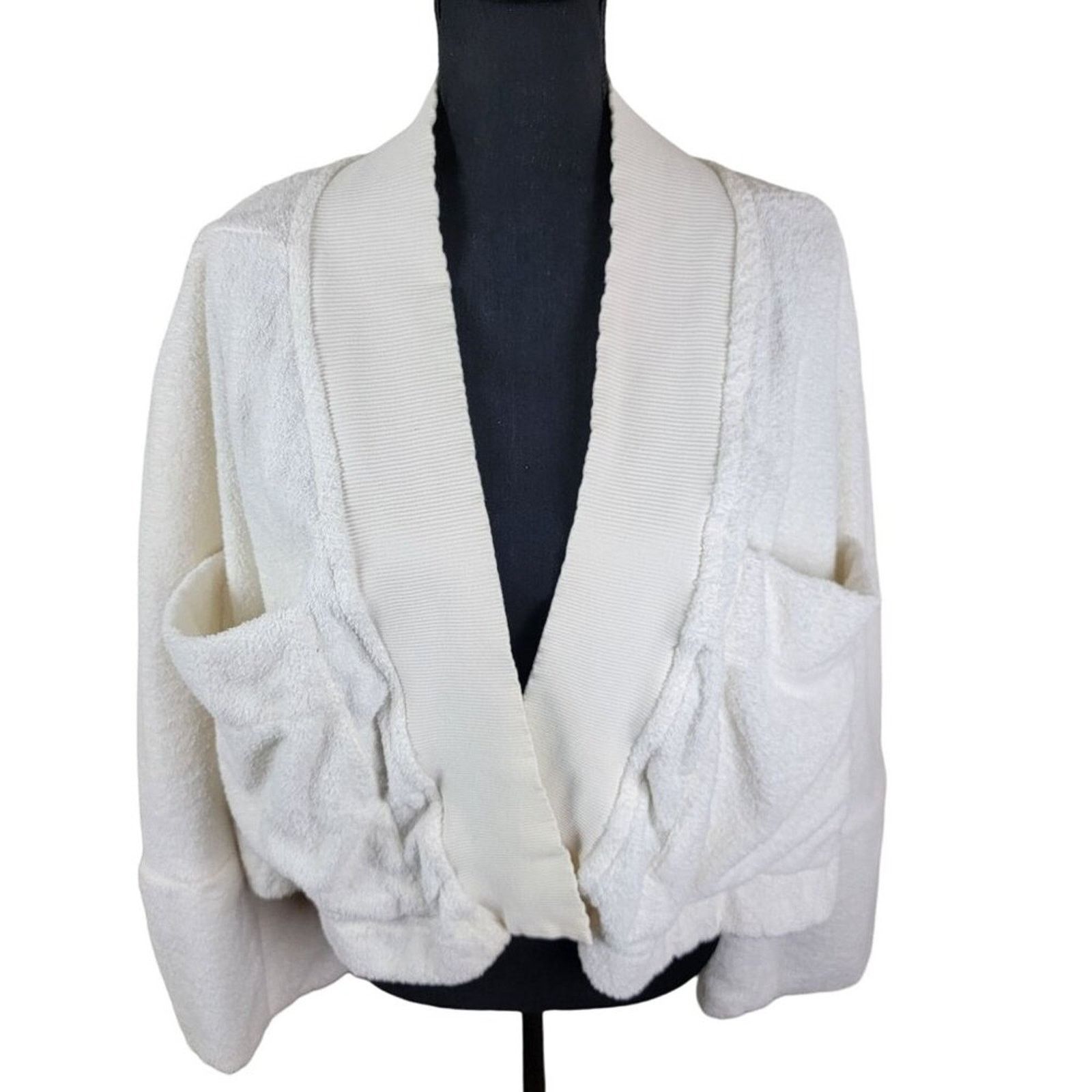 Henri Bendel Henri Bendel Womens Terry Cloth Kimono Cropped Jacket Size XL / US 12-14 / IT 48-50 - 11 Thumbnail