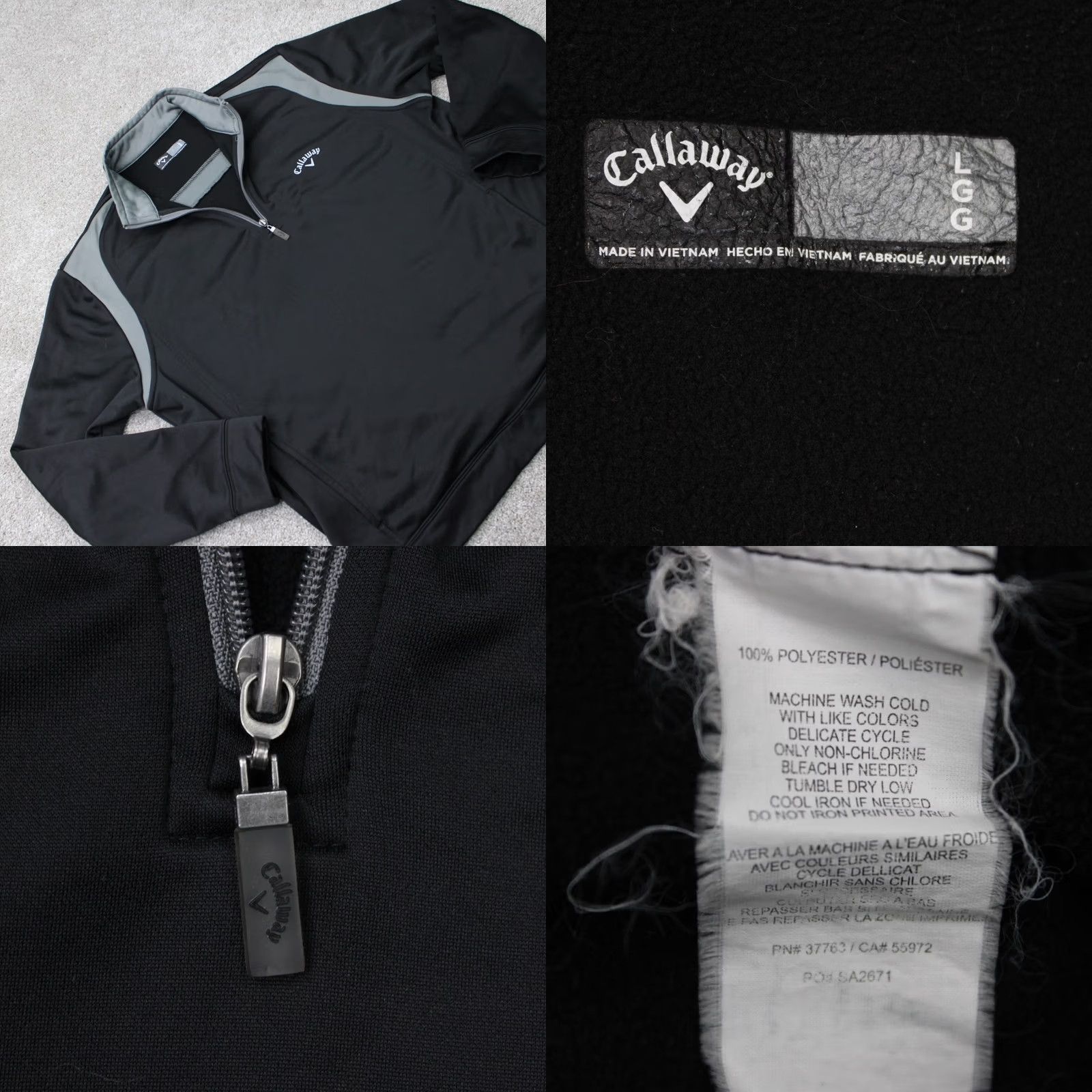 Callaway Callaway Sweatshirt Men Large Black 1/4 Zip Golf Polyester Long Sleeve w/Pockets Size US L / EU 52-54 / 3 - 8 Thumbnail