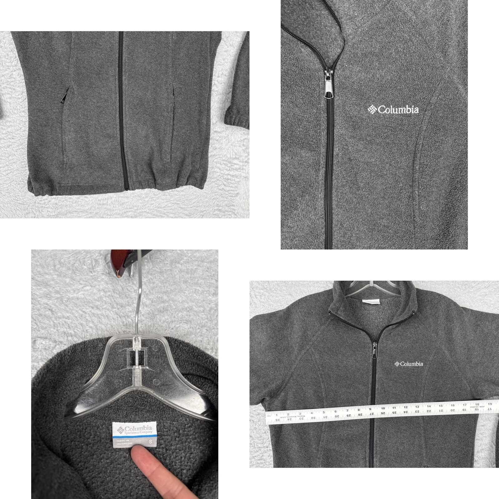 Columbia Jacket Womens Small Gray Fleece Full Zip Mock Neck Outdoors Hiking