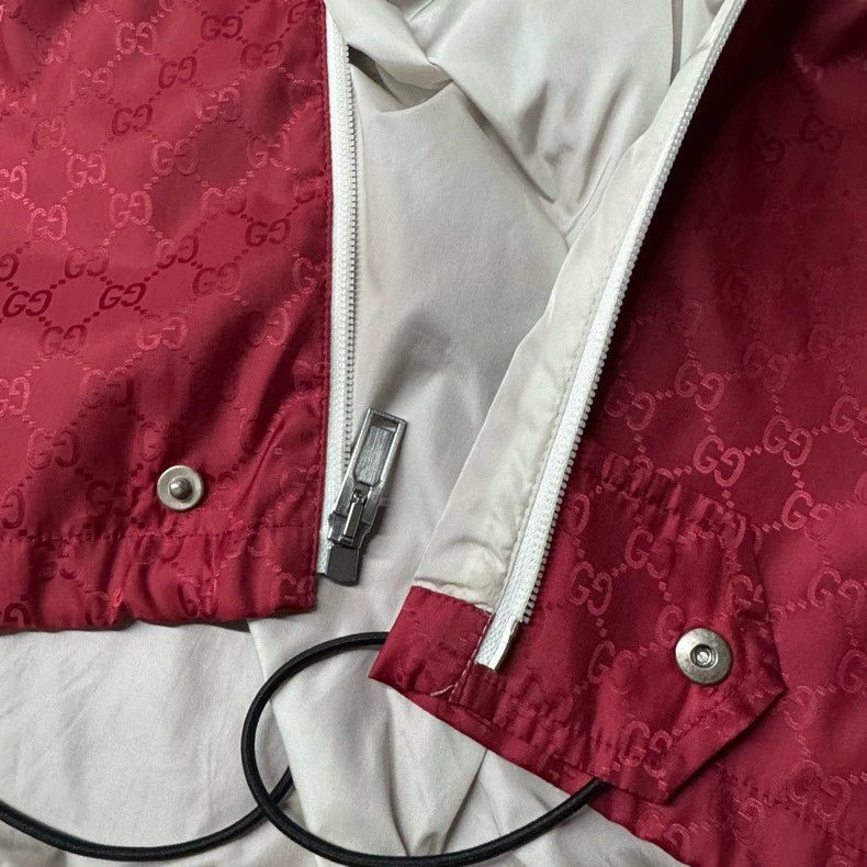 Gucci Gucci White and red stitched hooded windbreaker jacket Size US M / EU 48-50 / 2 - 7 Thumbnail