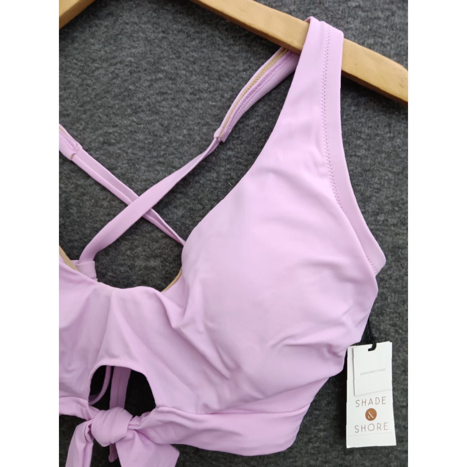 Vintage Shade & Shore Purple Front Tie Spaghetti Bikini Top Padded Size 36DD Womens Swimsuit Top Adult 36 Purple DD Beach 90s? Size XS / US 0-2 / IT 36-38 - 3 Thumbnail