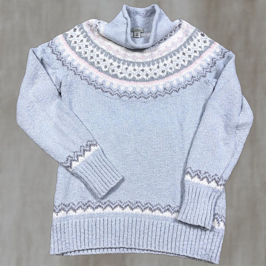 Vintage VINTAGELL Bean Sweater Women XS Gray Chunky Knit Nordic Roll Turtle Neck Rib Heavy Size XS / US 0-2 / IT 36-38 - 1 Thumbnail