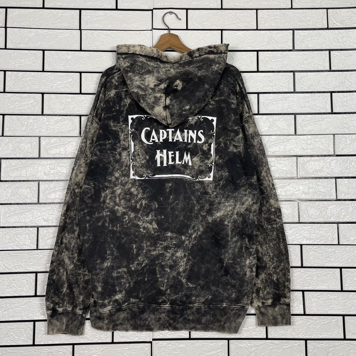 Japanese Brand Captain Helm Black Acid Wash Hoodie Size US XL / EU 56 / 4 - 7 Thumbnail
