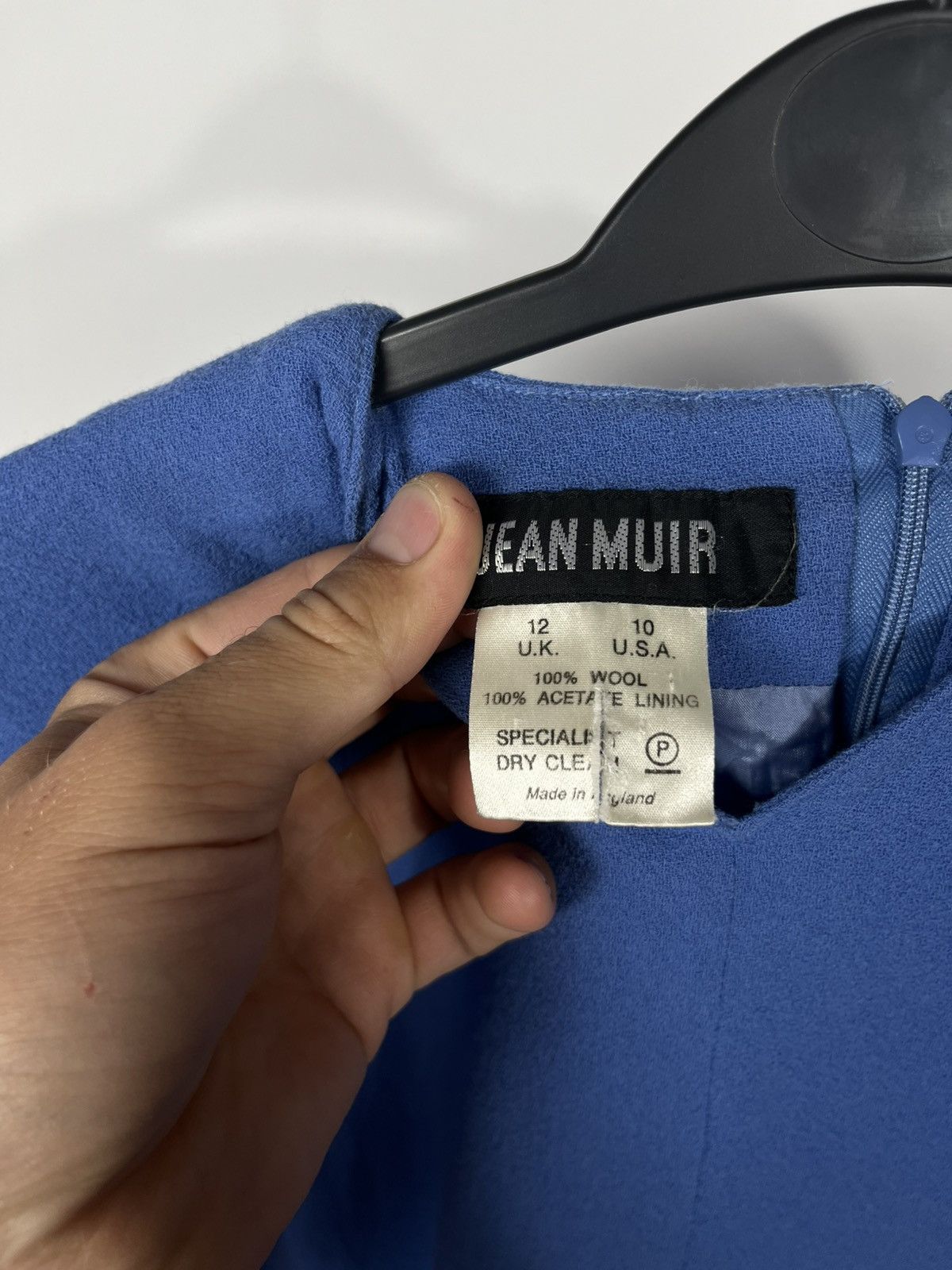 Other Vintage Jean Muir Blue Wool Long Sleeve Dress UK 12 US 10 Size M / US 6-8 / IT 42-44 - 10 Thumbnail