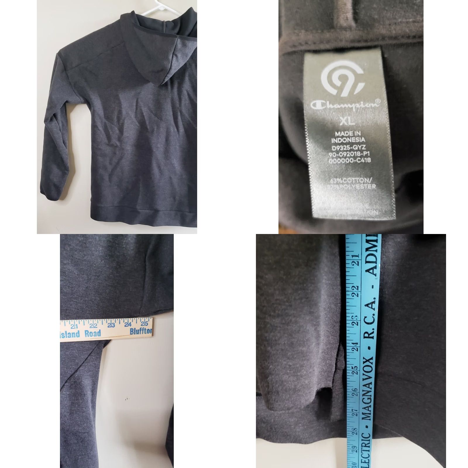 Champion Champion Women's XL Full Zip Hoodie Gray Athletic Long Sleeve Size XL / US 12-14 / IT 48-50 - 8 Thumbnail