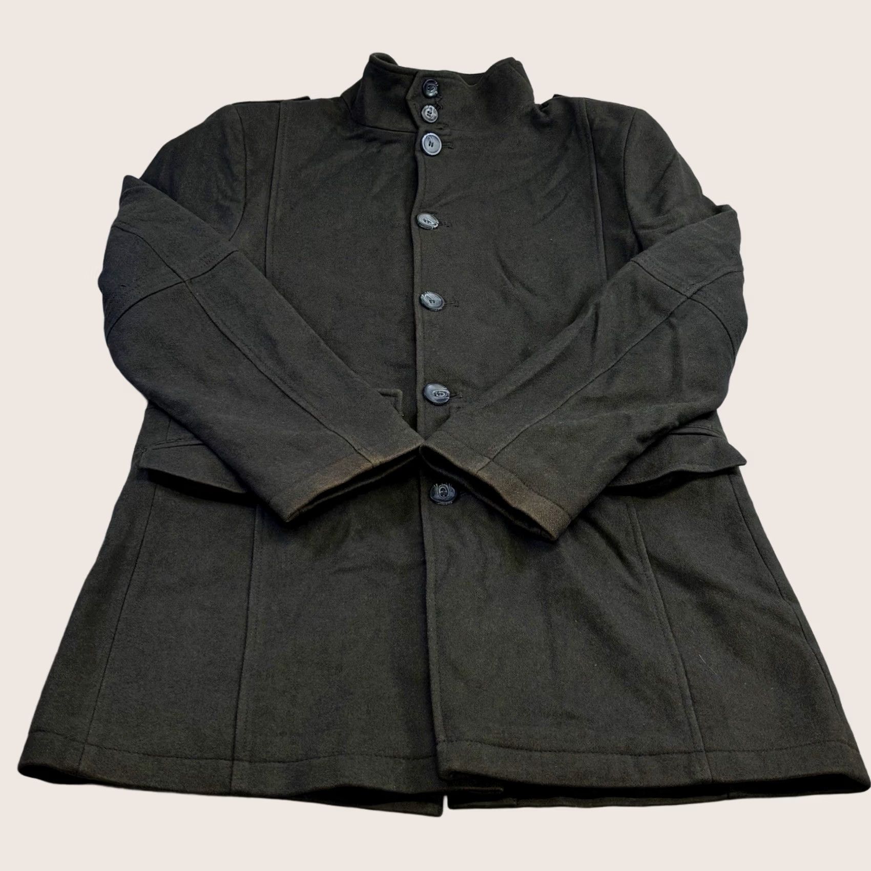 Lambretta Lambretta Wool Blend Coat Large Mens Dark Khaki Used Worn Size US L / EU 52-54 / 3 - 1 Thumbnail