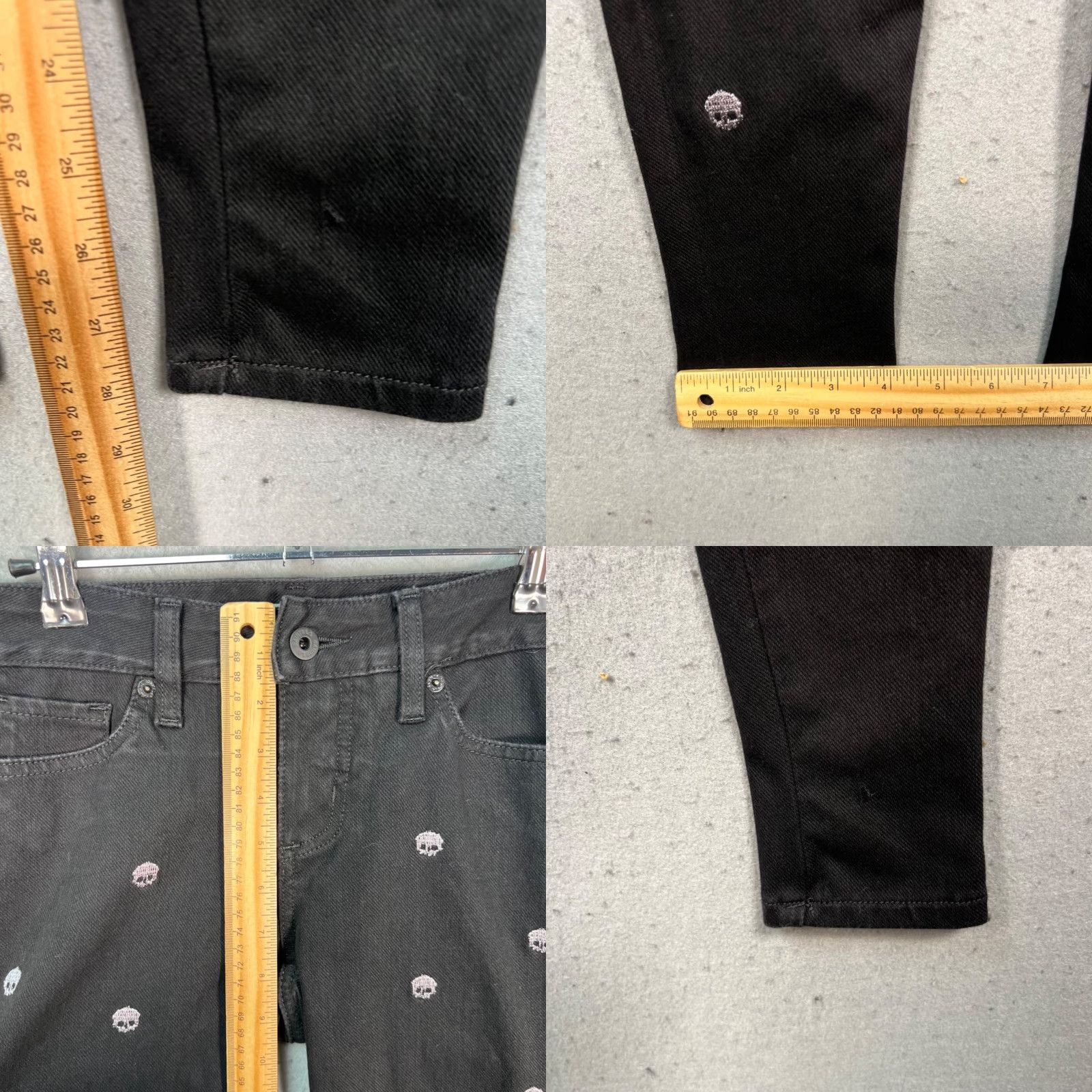 Vintage Modern Saints Womens Jeans Skull Embroidered Dark Denim Skinny 5-Pocket Size 1 Black Leather? Size 25" / US 0 / IT 36 - 8 Thumbnail