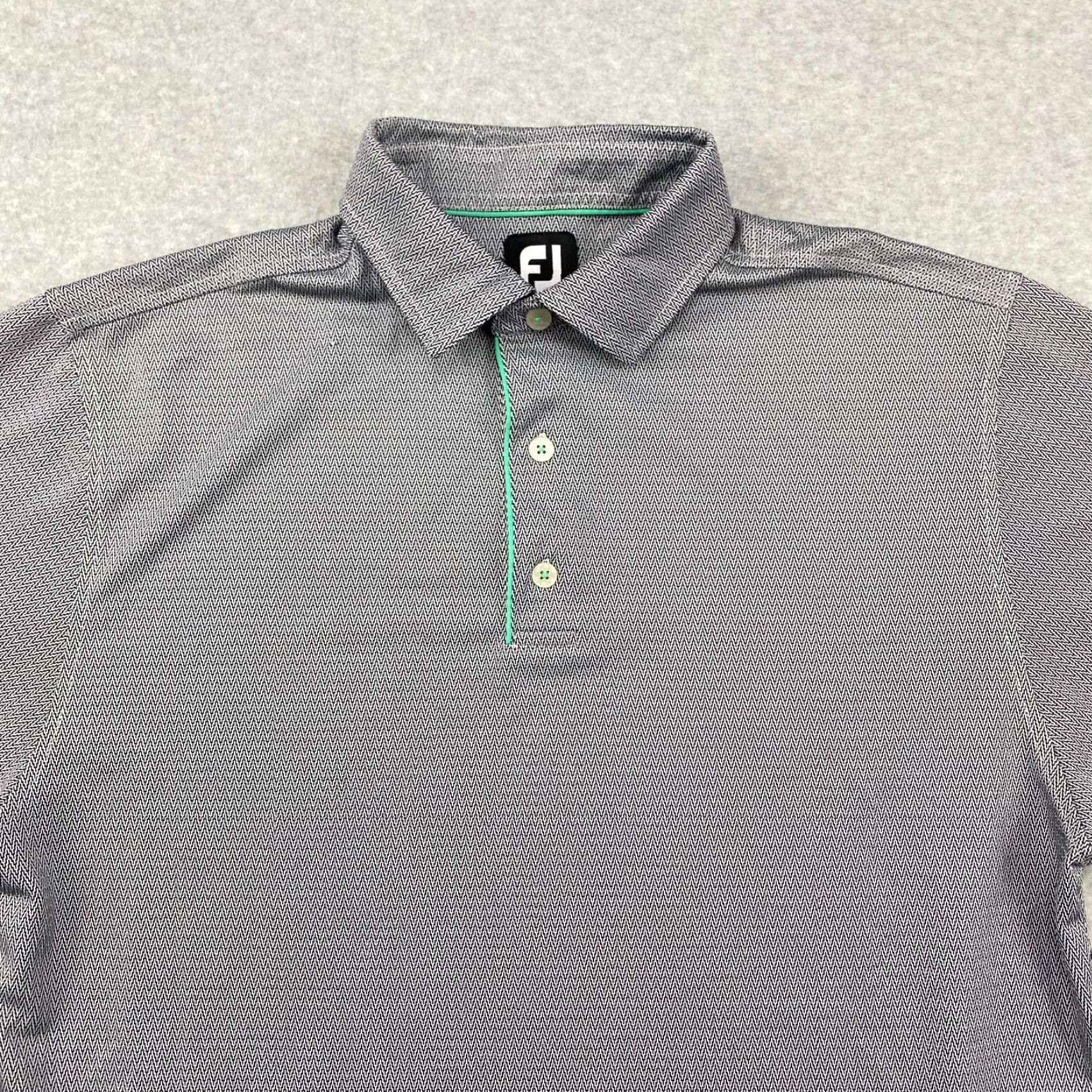 Vintage FJ Foot Joy Polo Shirt Mens Large Black Chevron All Over Print Performance Golf Shirt Size US L / EU 52-54 / 3 - 2 Thumbnail