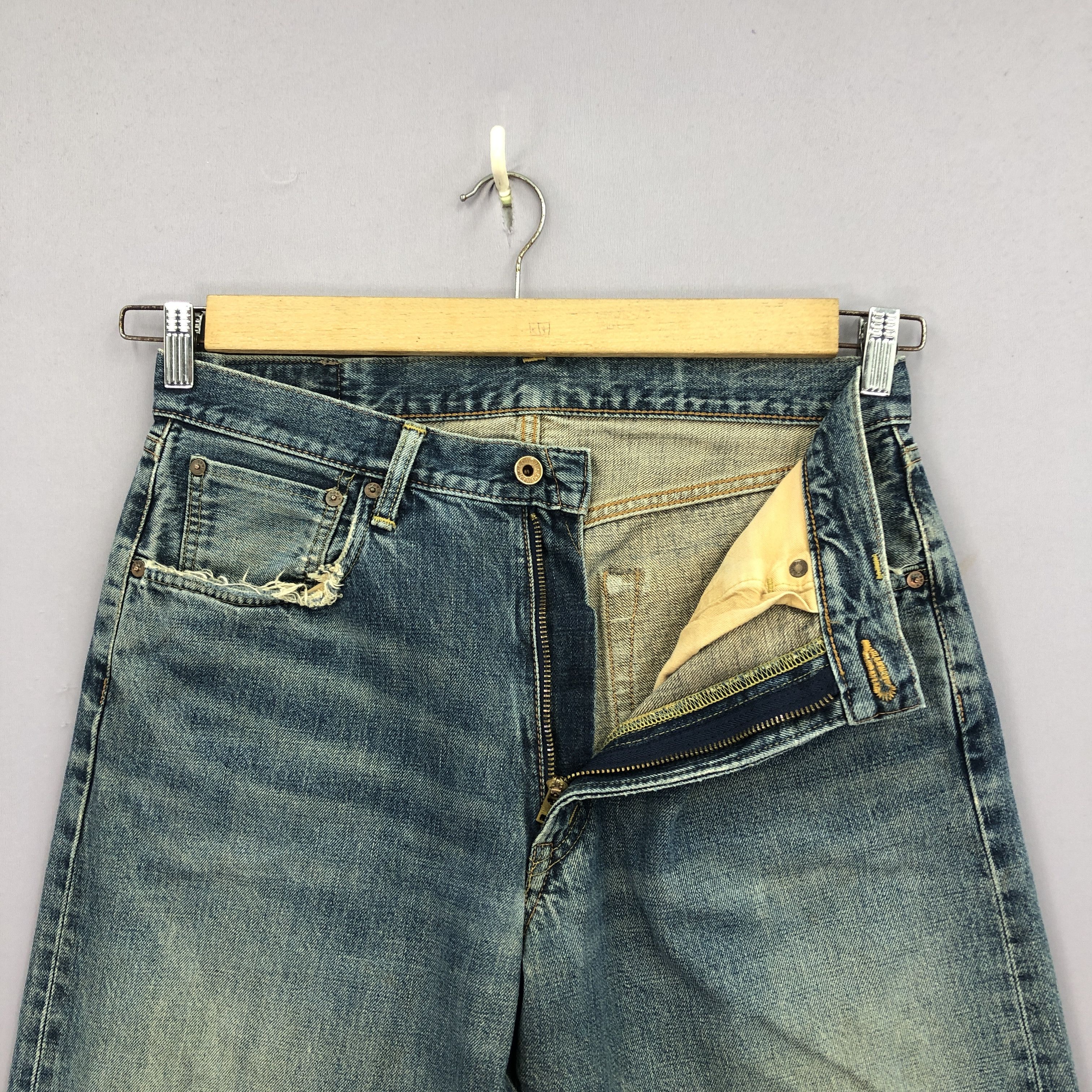 Edwin Vintage Edwin 505 Selvedge Jeans Distressed Mud Wash Denim Size US 32 / EU 48 - 6 Thumbnail
