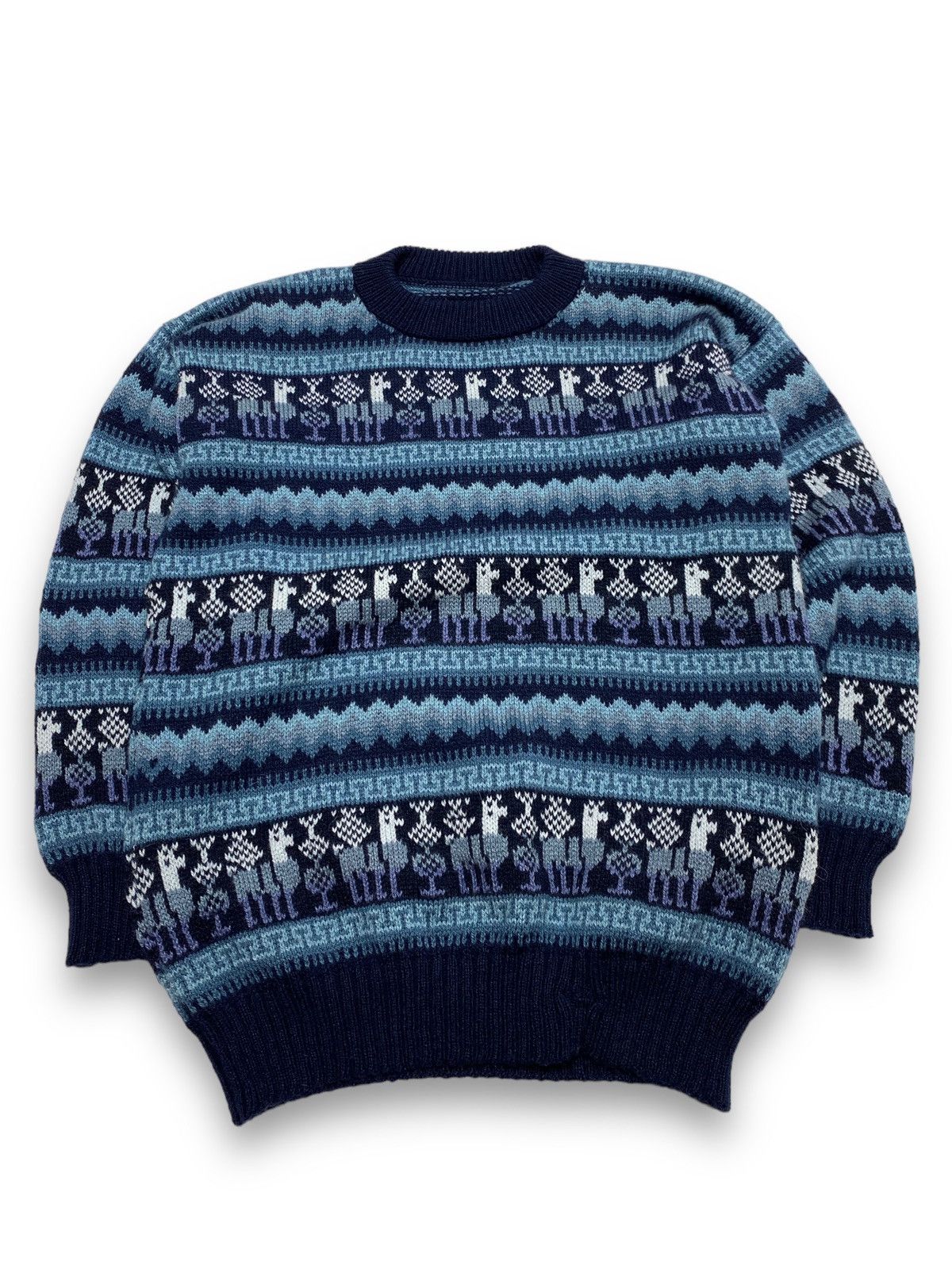 Vintage 90s Vintage LAMA PATTERN Blue Sweater M Size US M / EU 48-50 / 2 - 1 Thumbnail