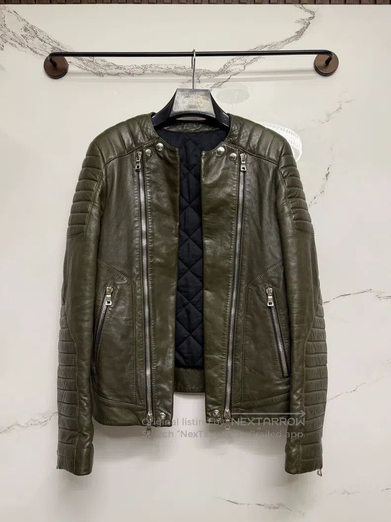 Balmain BALMAIN Military green biker leather jacket Size US S / EU 44-46 / 1 - 1 Thumbnail