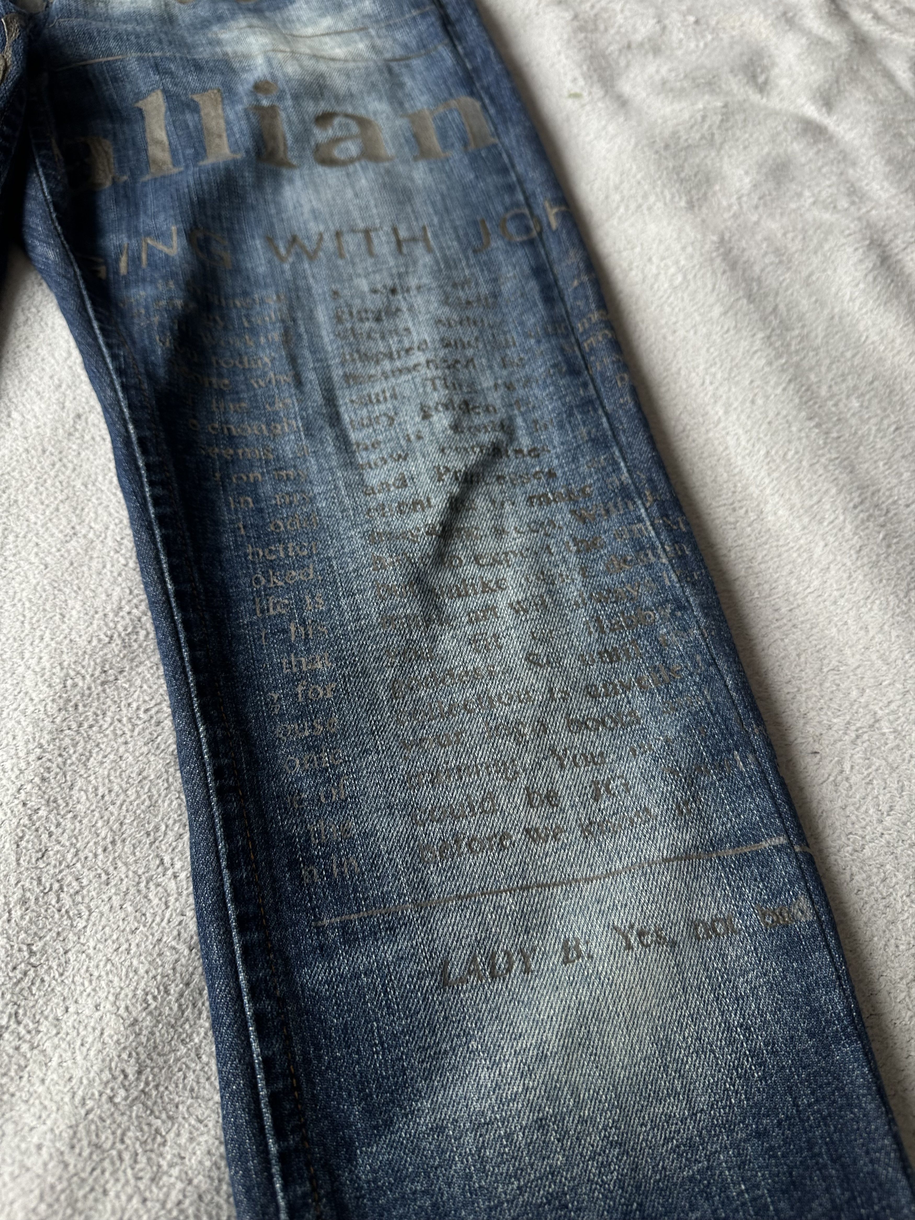 John Galliano SS11 Galliano Newspaper Print Dark Navy Skinny Fit Denim Size US 35 - 5 Thumbnail