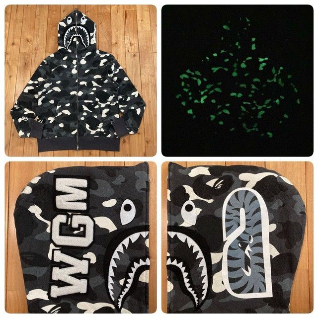Bape 💫Glow in the dark💫 BAPE City Camo shark full zip hoodie APE Size US M / EU 48-50 / 2 - 1 Thumbnail