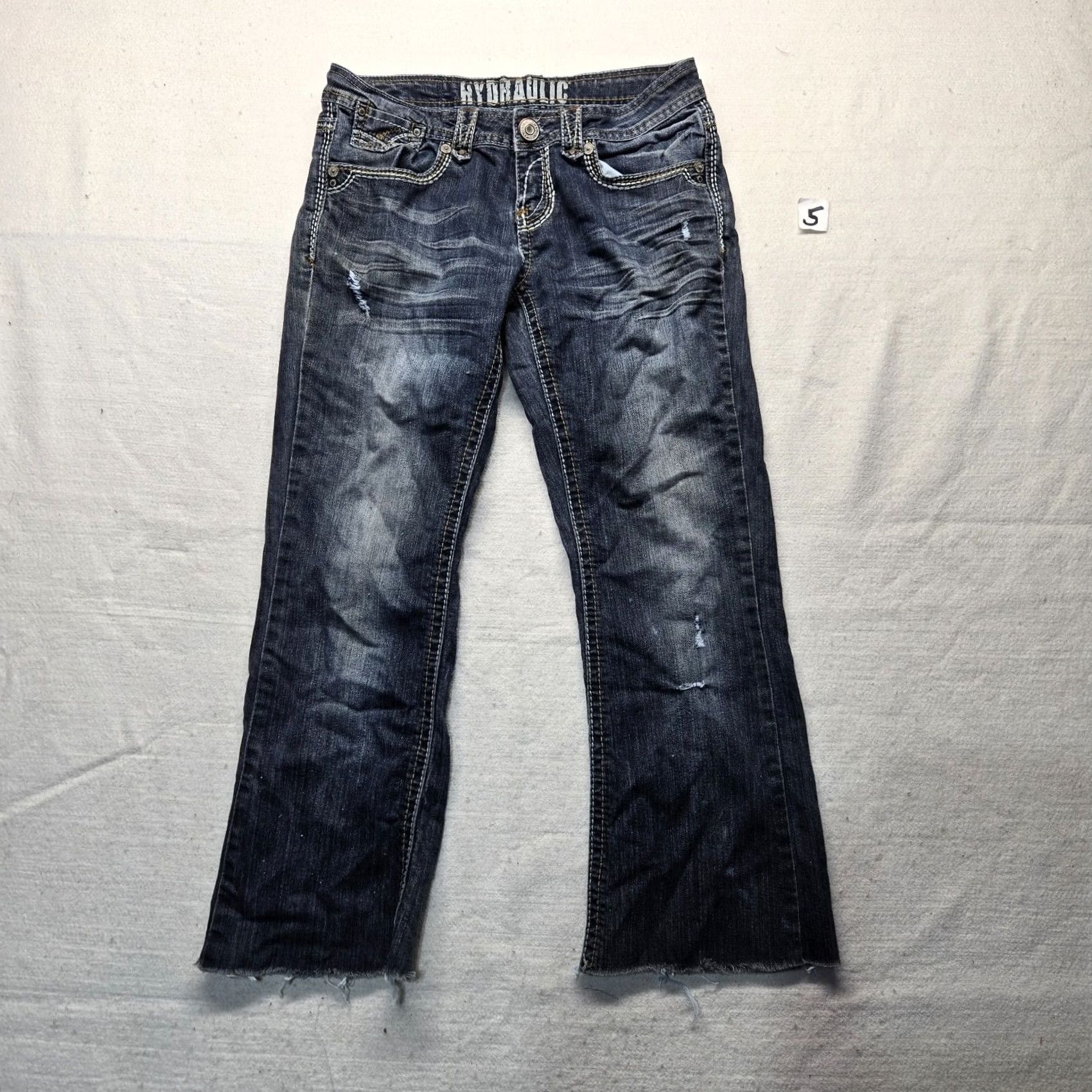 Denime HYDRAULIC Jeans Women's 7/8 Straight Denim Pants Blue Low Rise 29in Waist Cotton Polyester Spandex Pockets Button Zipper 8 Regular Adult Woman's Size 30" / US 8 / IT 44 - 2 Thumbnail
