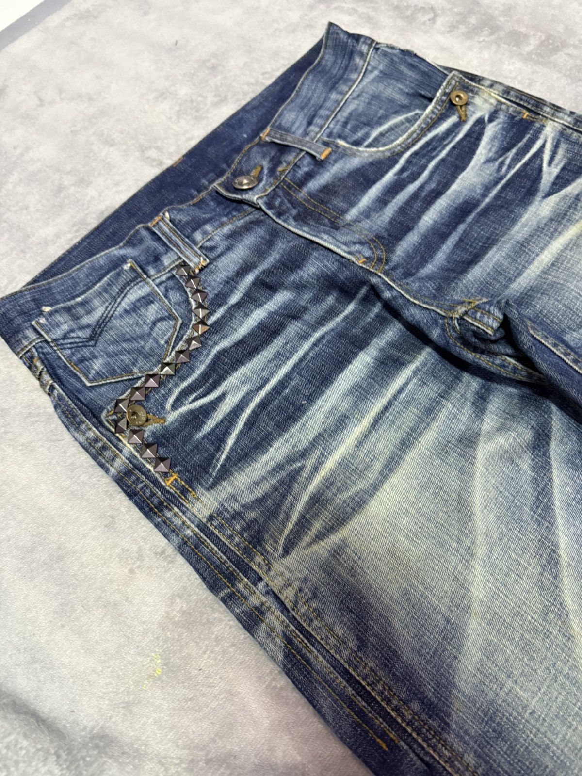 Hysteric Glamour × Japanese Brand Old Army Japan Studded Claw Mark Muddy Wide Leg Flared Jeans Size US 30 / EU 46 - 4 Thumbnail