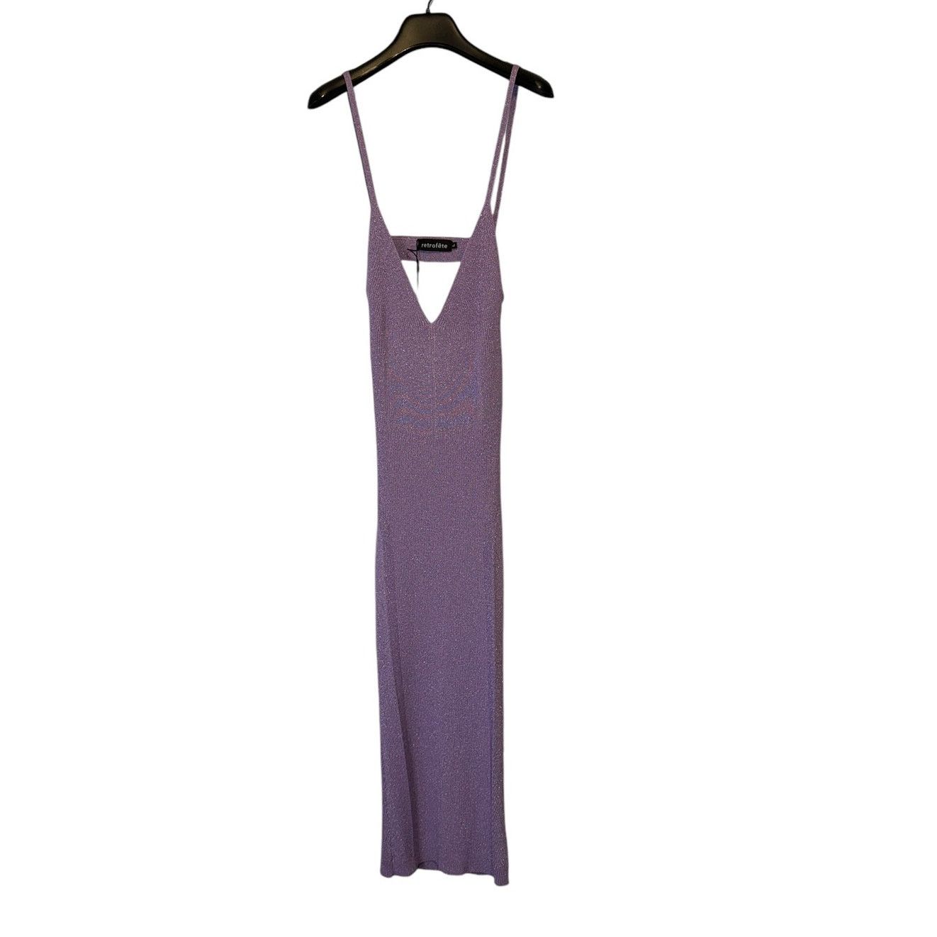 Retrofete New Retrofete Amster Rib Knit Metallic Lilac Dress Sz Large Size L / US 10 / IT 46 - 2 Thumbnail