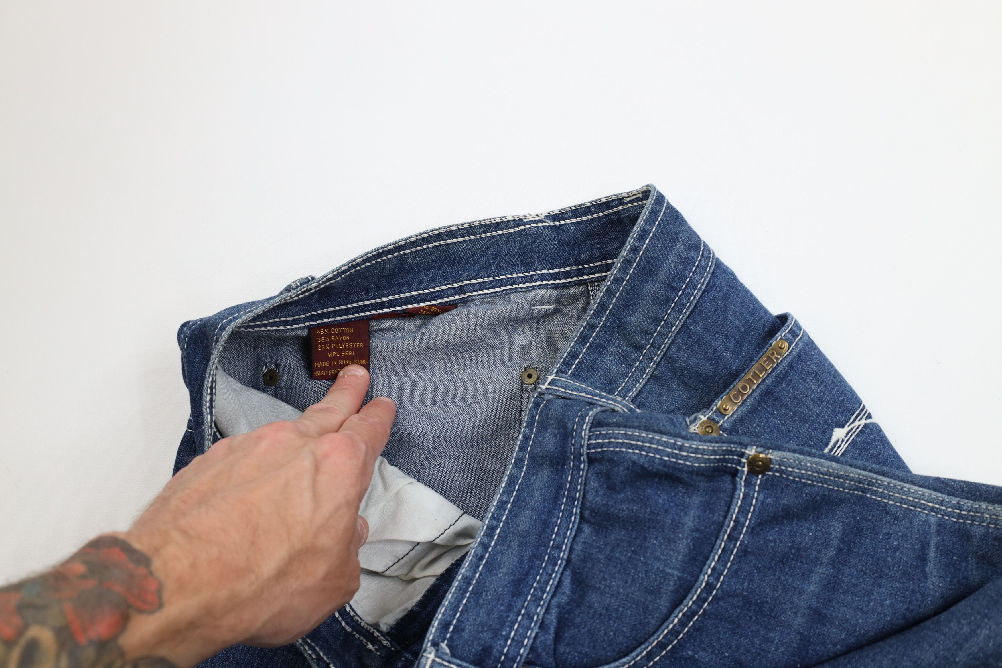 Vintage Vintage 70s Streetwear Wide Leg Denim Jeans Blue Triblend Size US 30 / EU 46 - 8 Thumbnail