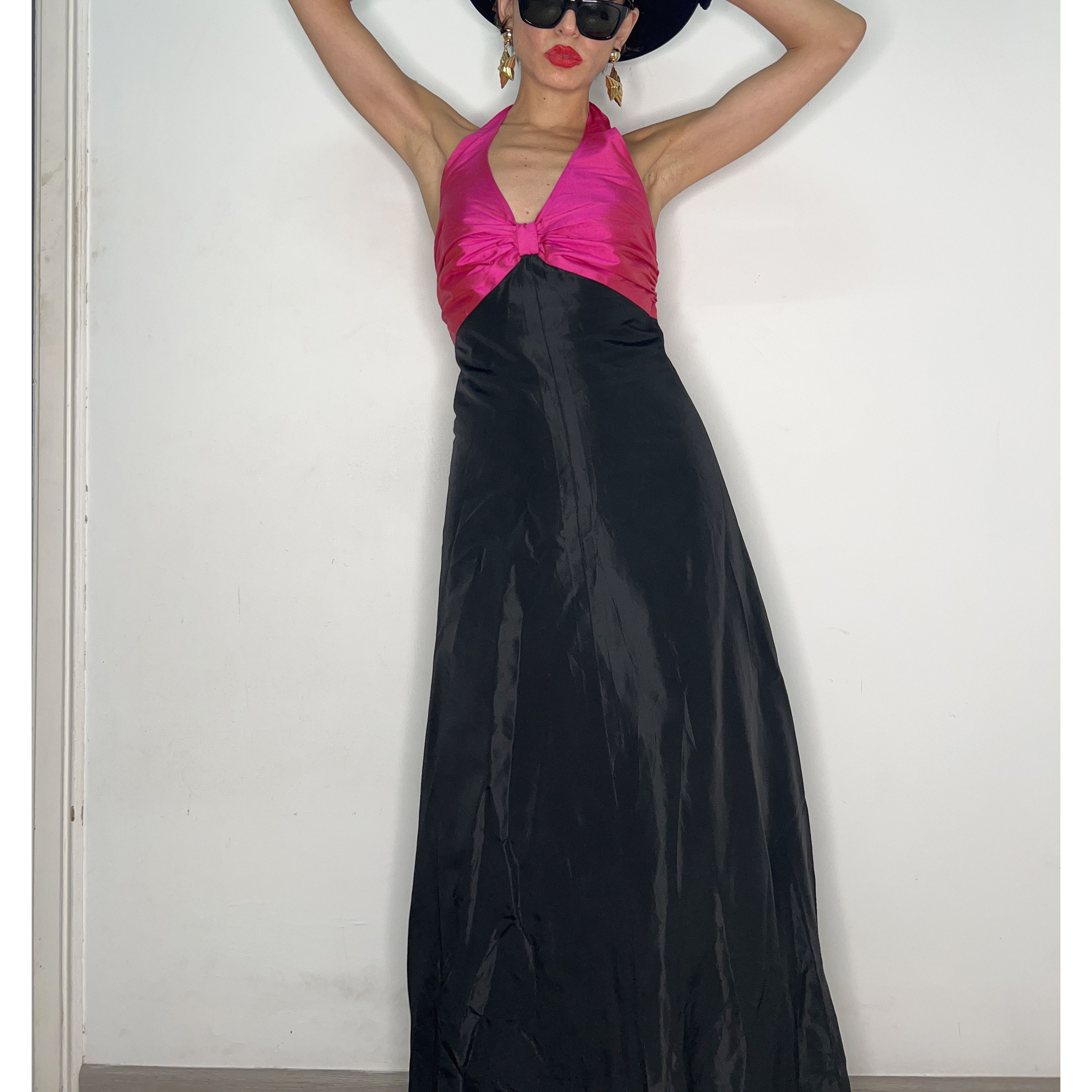 Vintage Vintage taffeta halter backless maxi dress Size M / US 6-8 / IT 42-44 - 6 Thumbnail