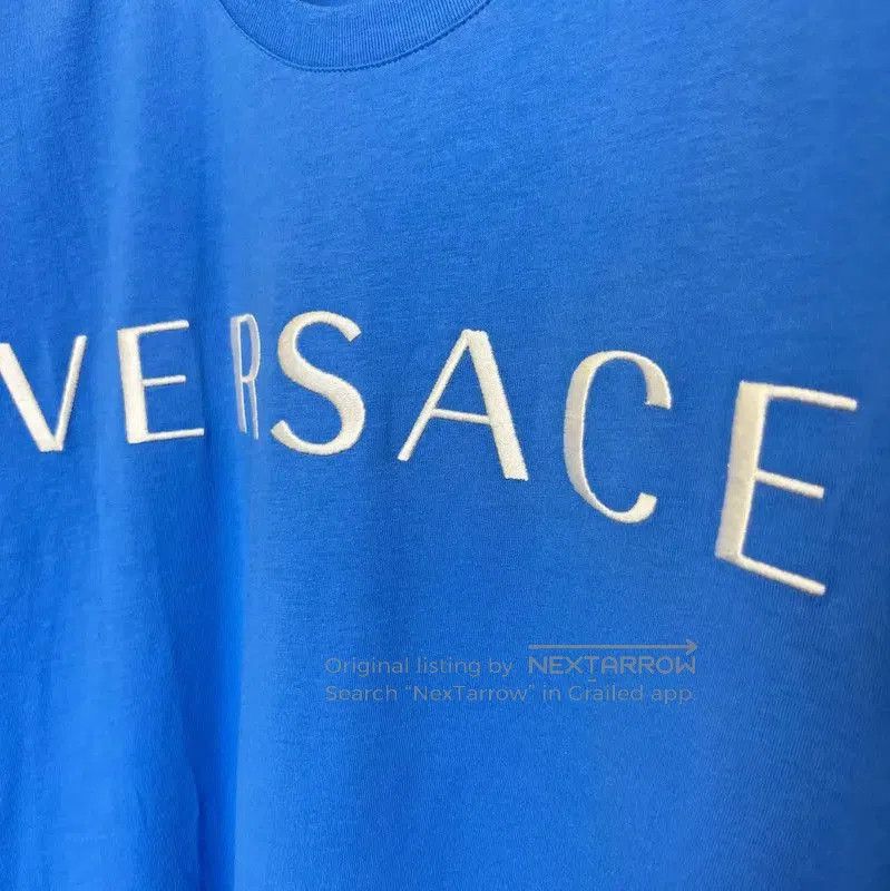 Versace Versace Summer Light Blue Cotton Embroidered Tee . Size US M / EU 48-50 / 2 - 3 Thumbnail