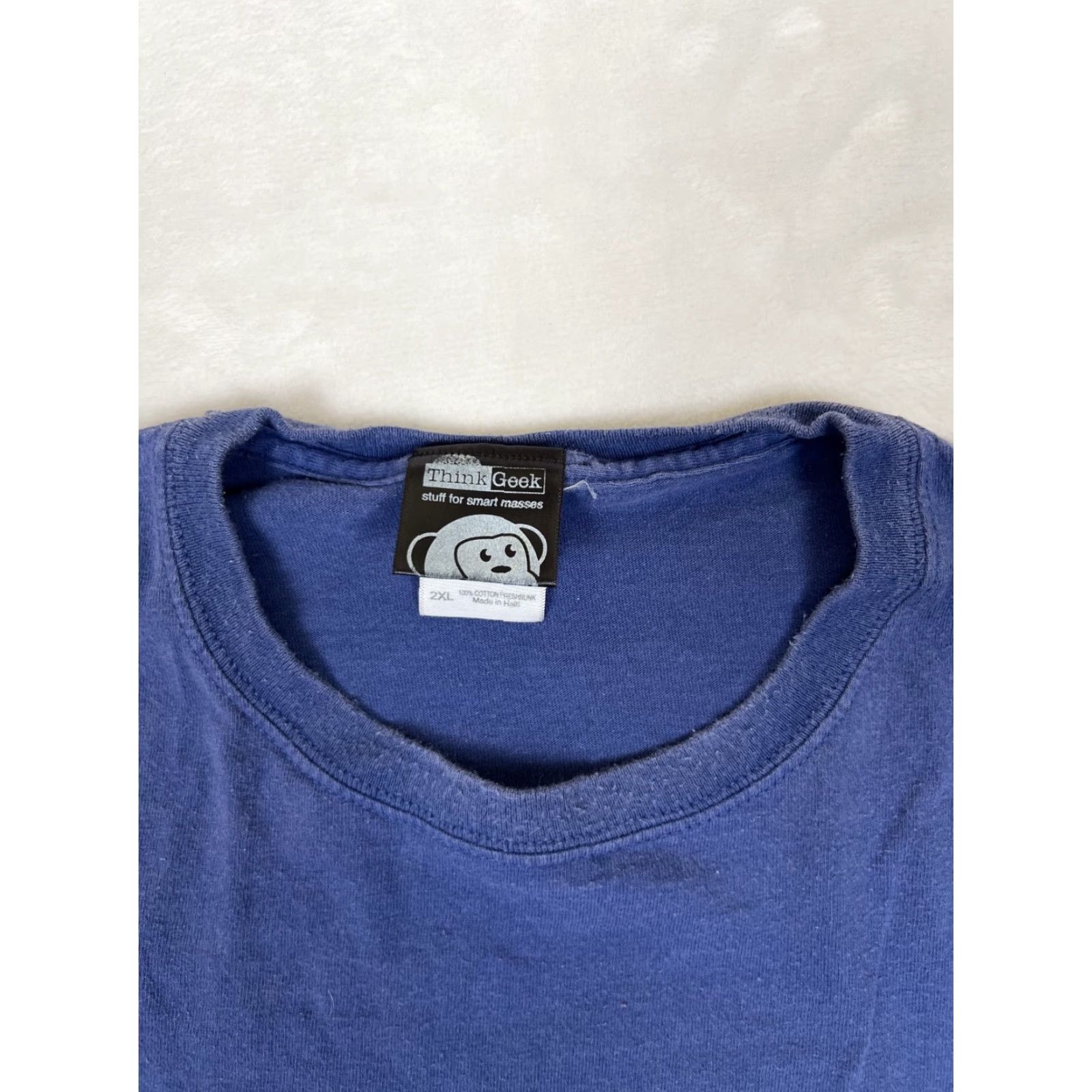Vintage VINTAGE ThinkGeek T-Shirt 2XL Mens Blue Graphic Print Short Sleeve Crew Neck 90s Geek Store Promo Size US XXL / EU 58 / 5 - 3 Thumbnail