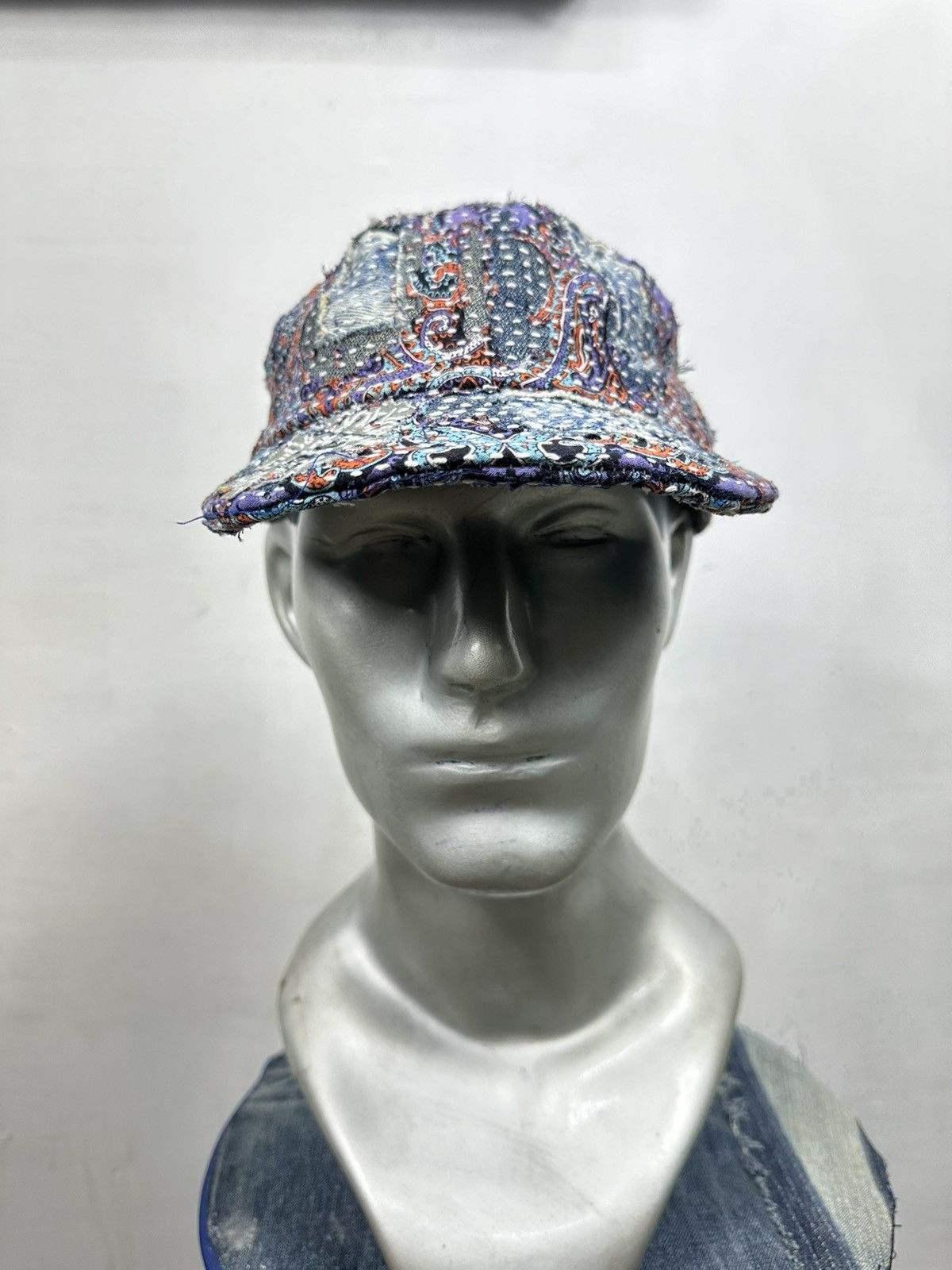 Handmade Custom Made Distressed Paisley Boro Patchwork hats Size ONE SIZE - 3 Thumbnail