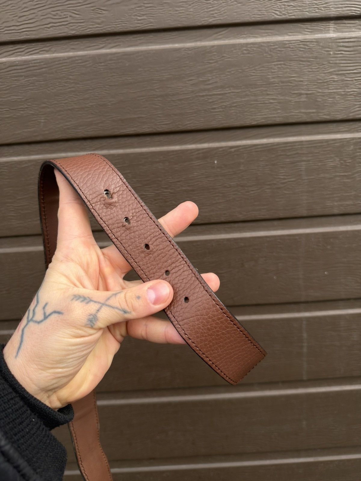 Gucci Gucci Men's Leather Buckle Interlocking G Belt Size 32 - 18 Thumbnail