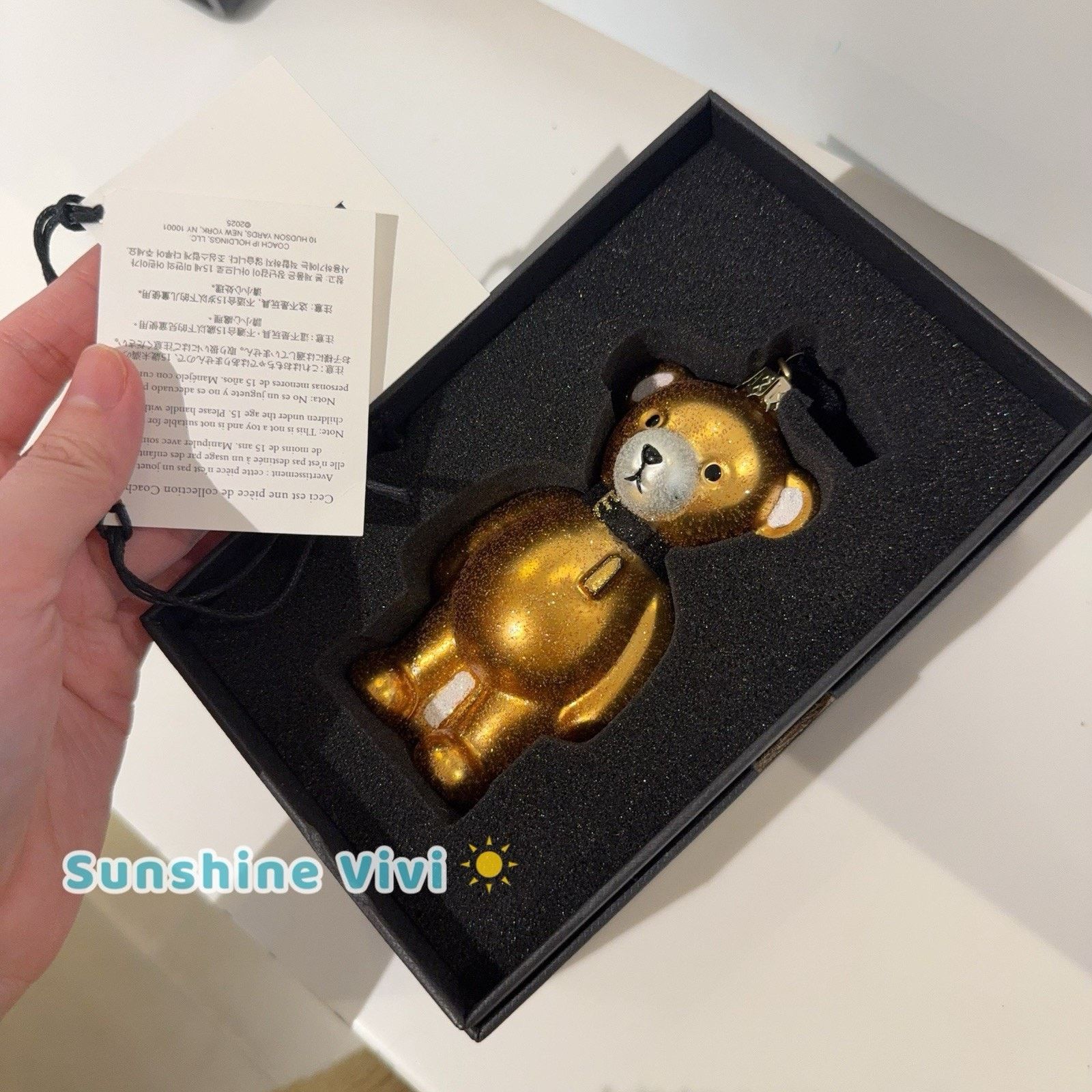 Coach NWT Coach Bear Ornament Gold Glitter Glass Gift Box CCD51 Size ONE SIZE - 4 Thumbnail